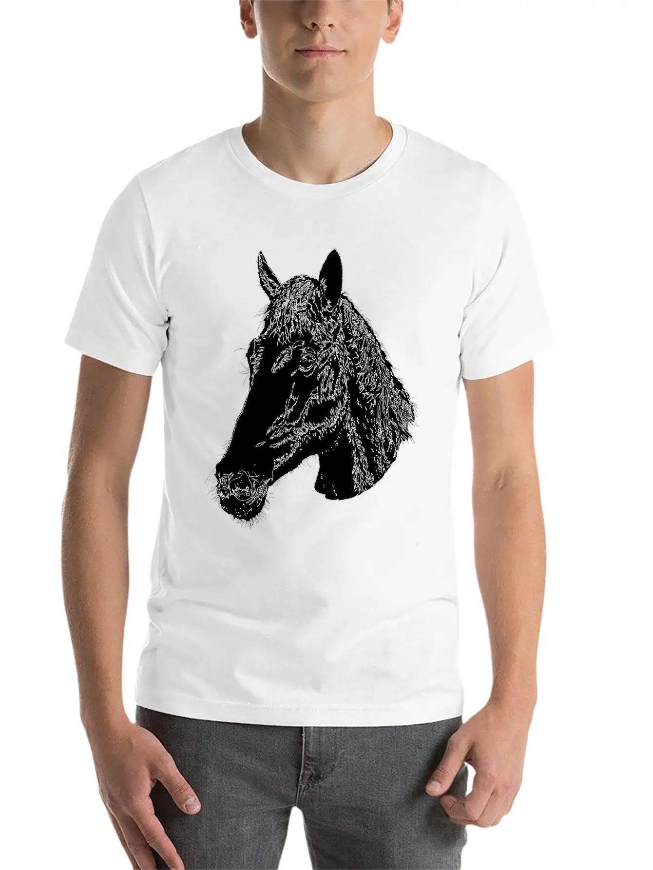 Nice Horse Art Lightweight Cotton T-Shirt – Daily Comfort Graphic Shirt