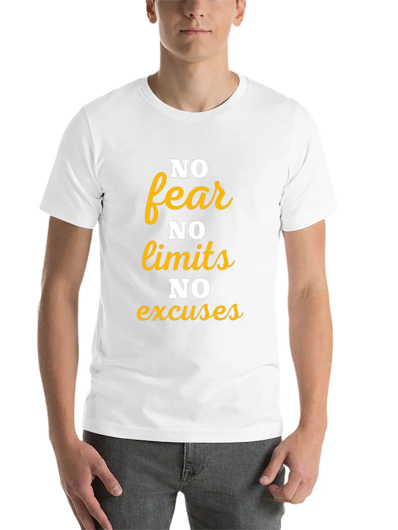 No Fear No Limits No Excuses - Workout Lightweight Cotton T-Shirt – Daily Comfort Graphic Shirt