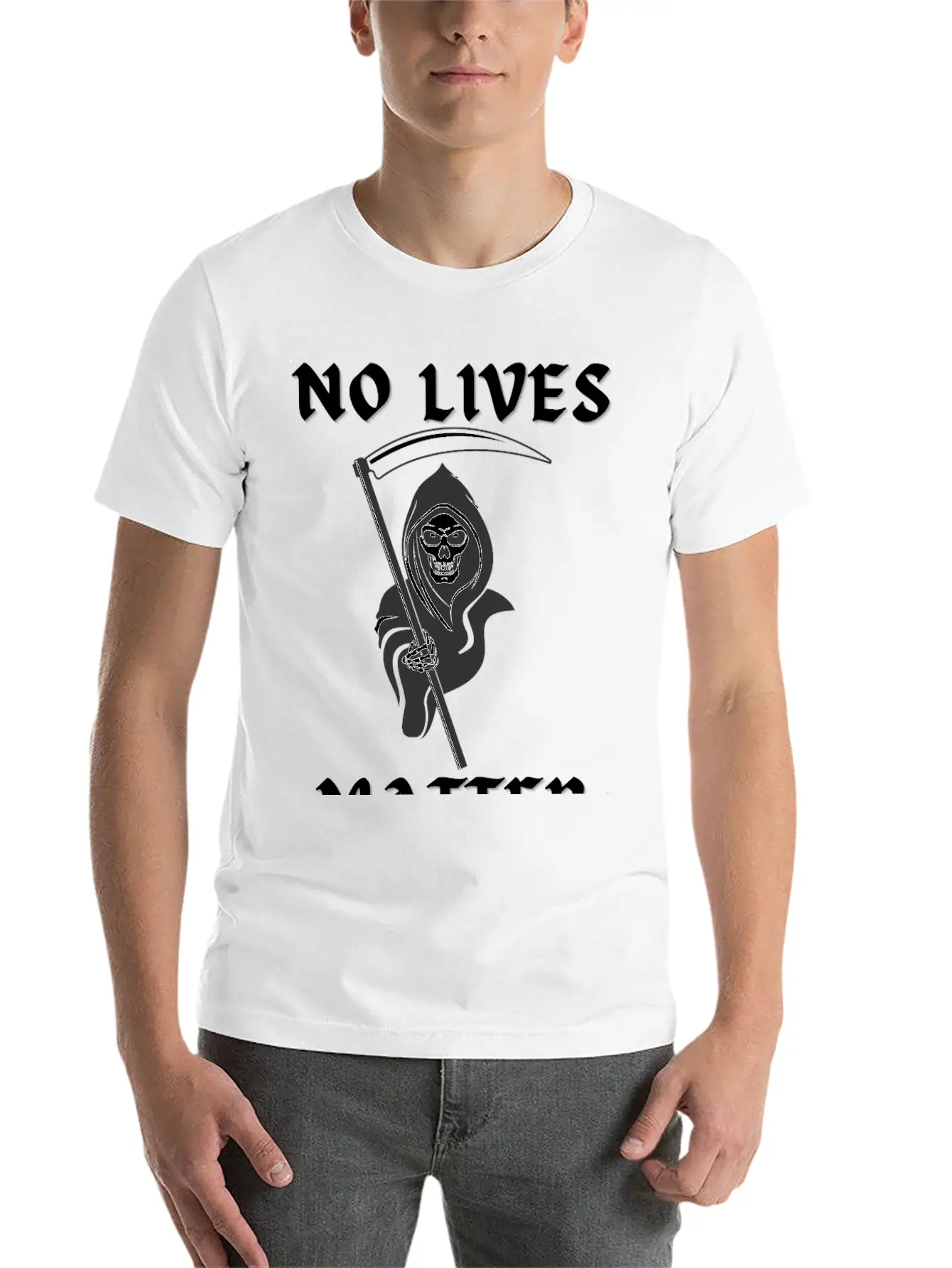 NO LIVES MATTER Grim Reaper Death Stylish Everyday T-Shirt – Unisex Basic Cotton Tee