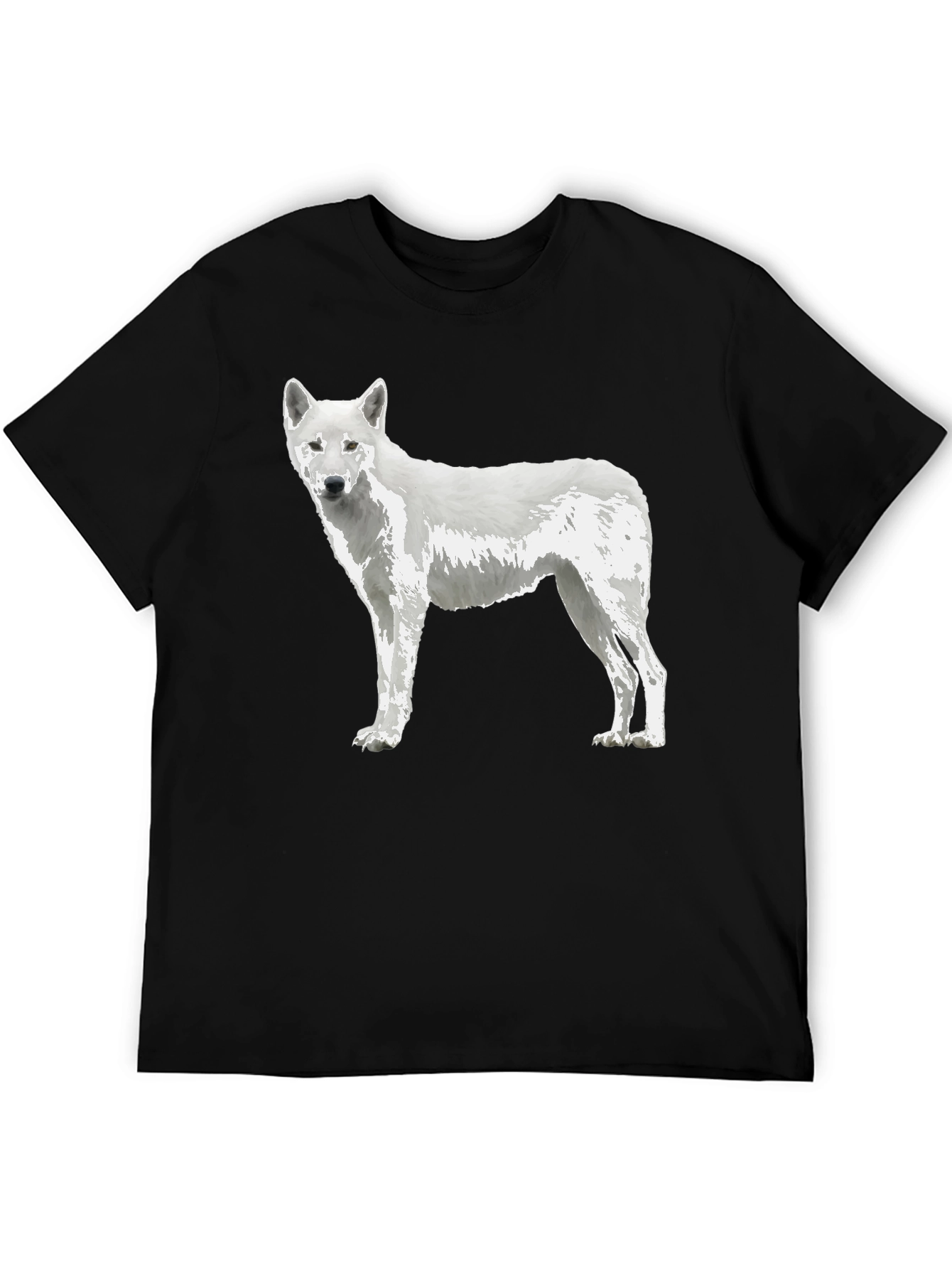 White Wolf Graphic Tee - Premium Black Cotton Blend