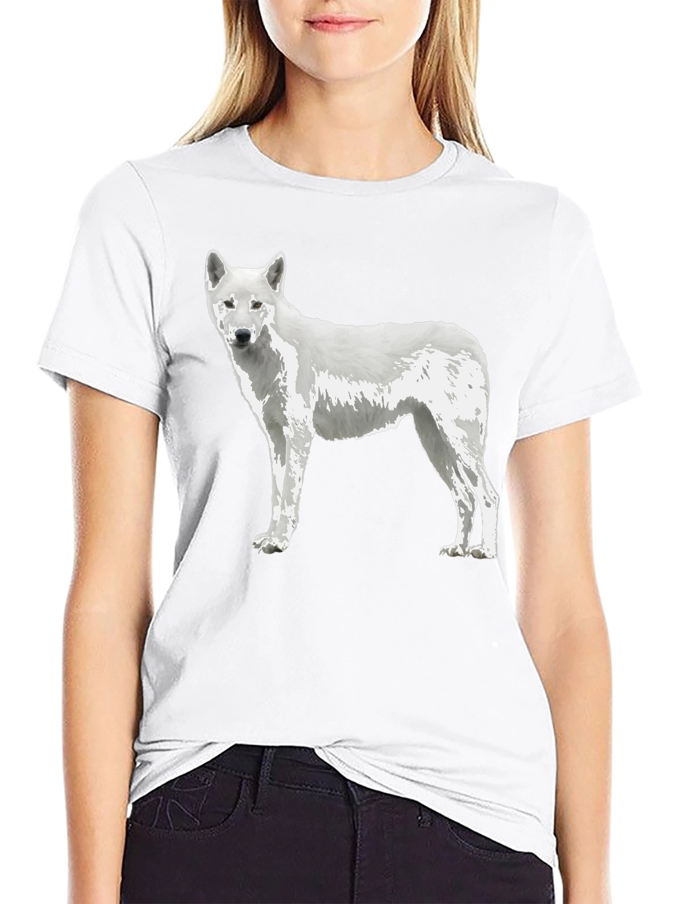 White Wolf Graphic Tee - Premium Black Cotton Blend