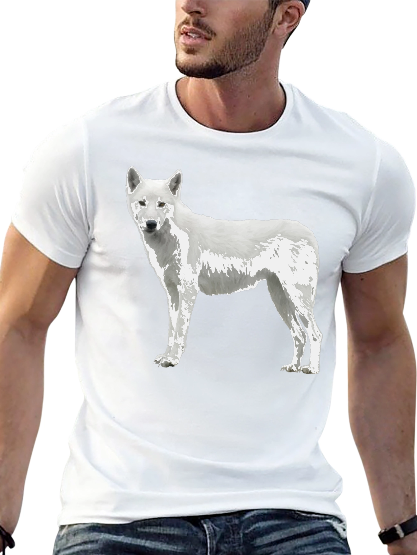 White Wolf Graphic Tee - Premium Black Cotton Blend