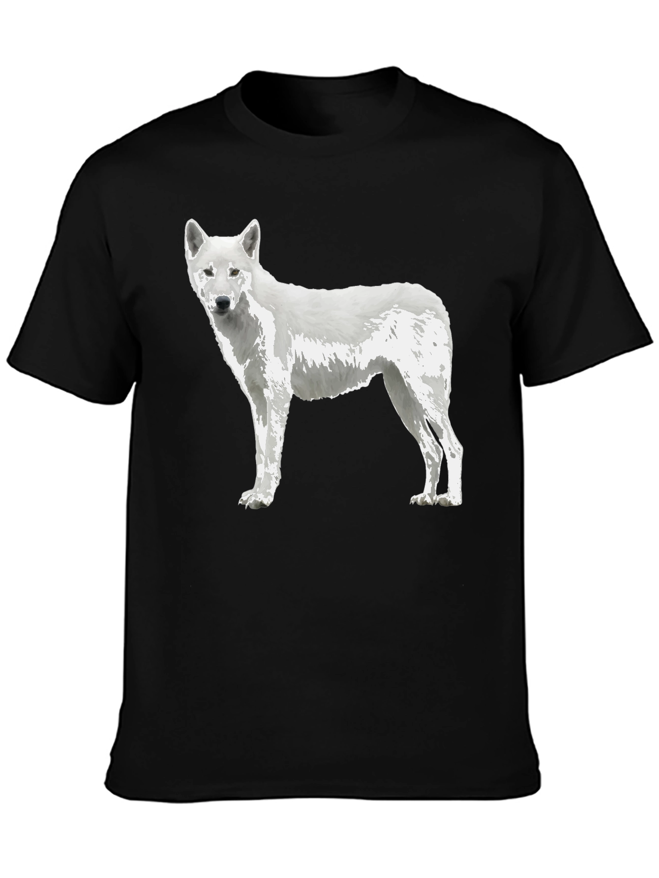 White Wolf Graphic Tee - Premium Black Cotton Blend
