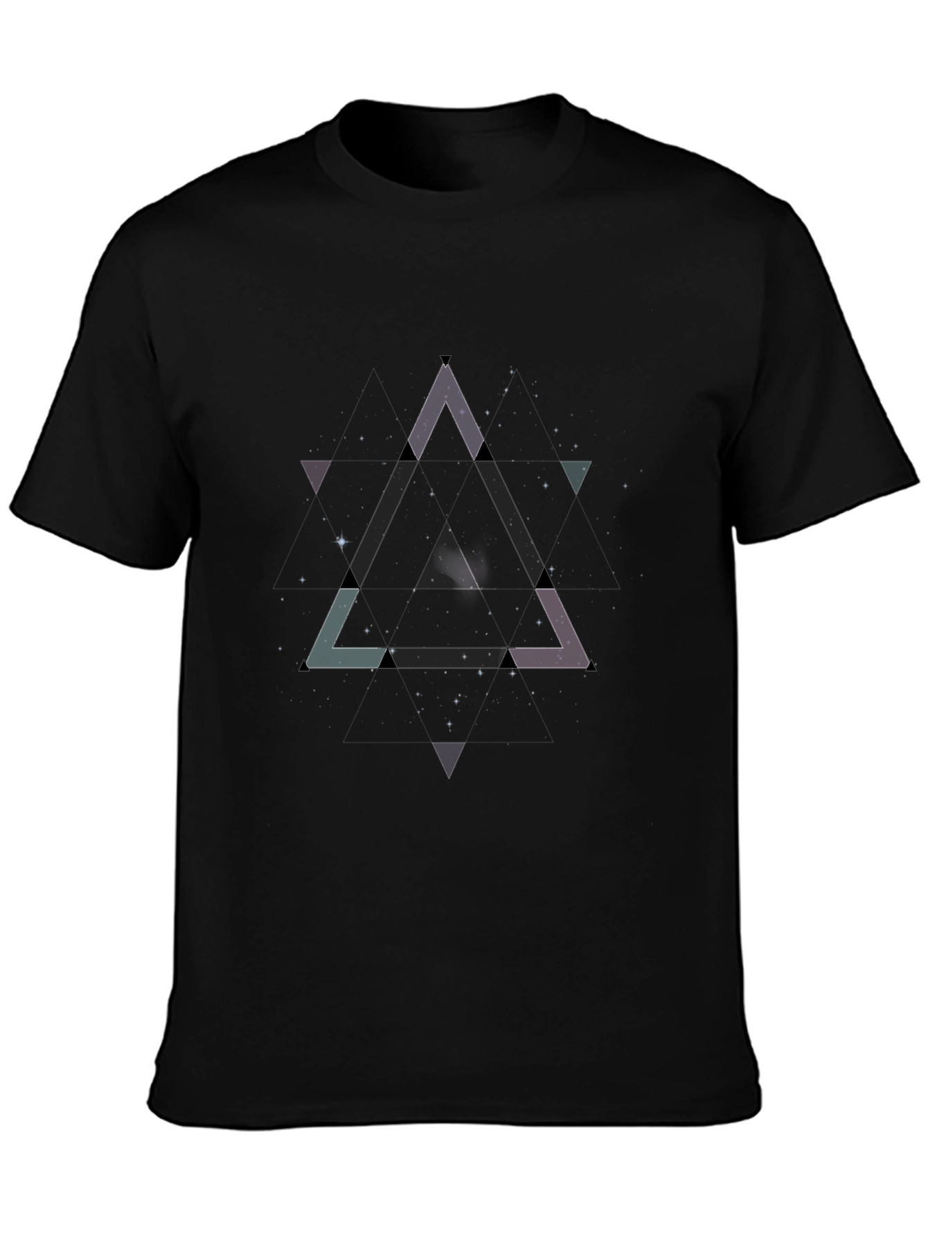 Abstract Triangle Graphic Black T-Shirt