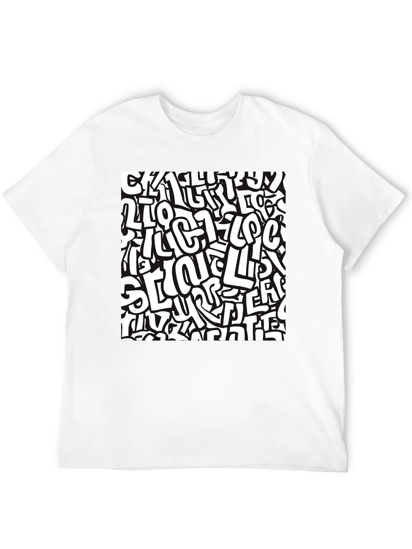 Abstract Graffiti Print Black T-Shirt