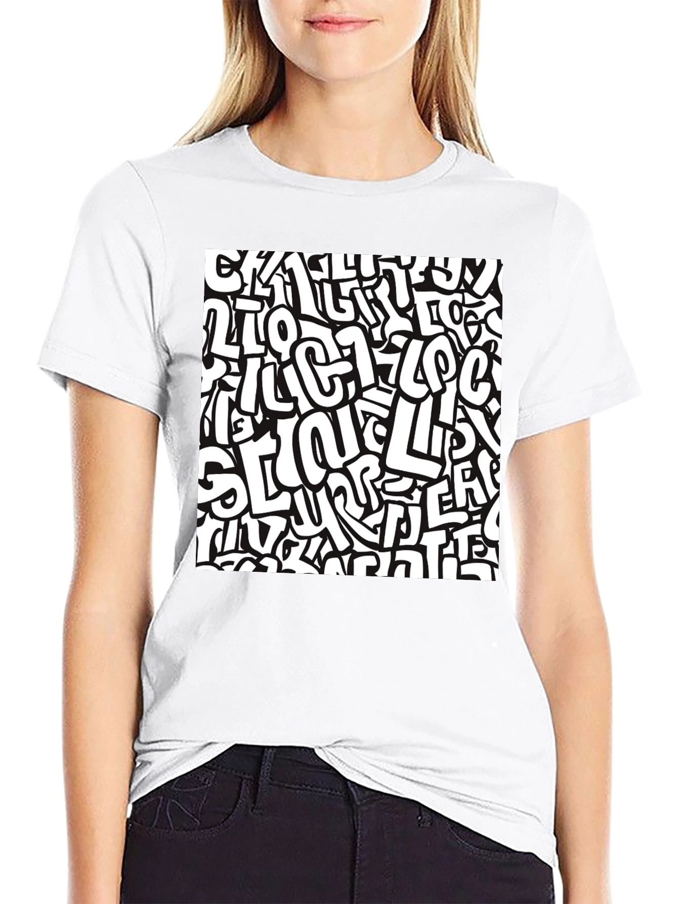 Abstract Graffiti Print Black T-Shirt