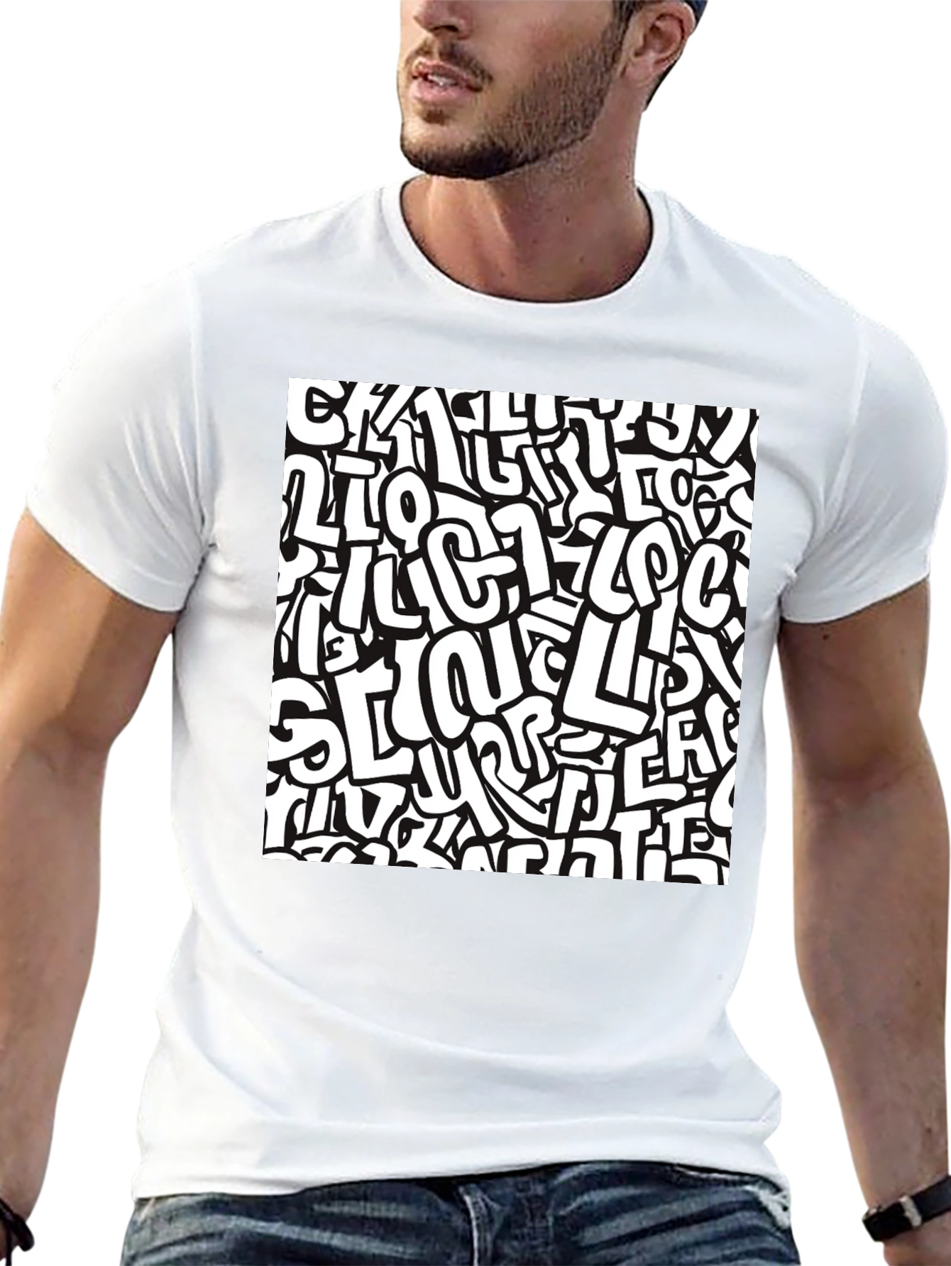 Abstract Graffiti Print Black T-Shirt