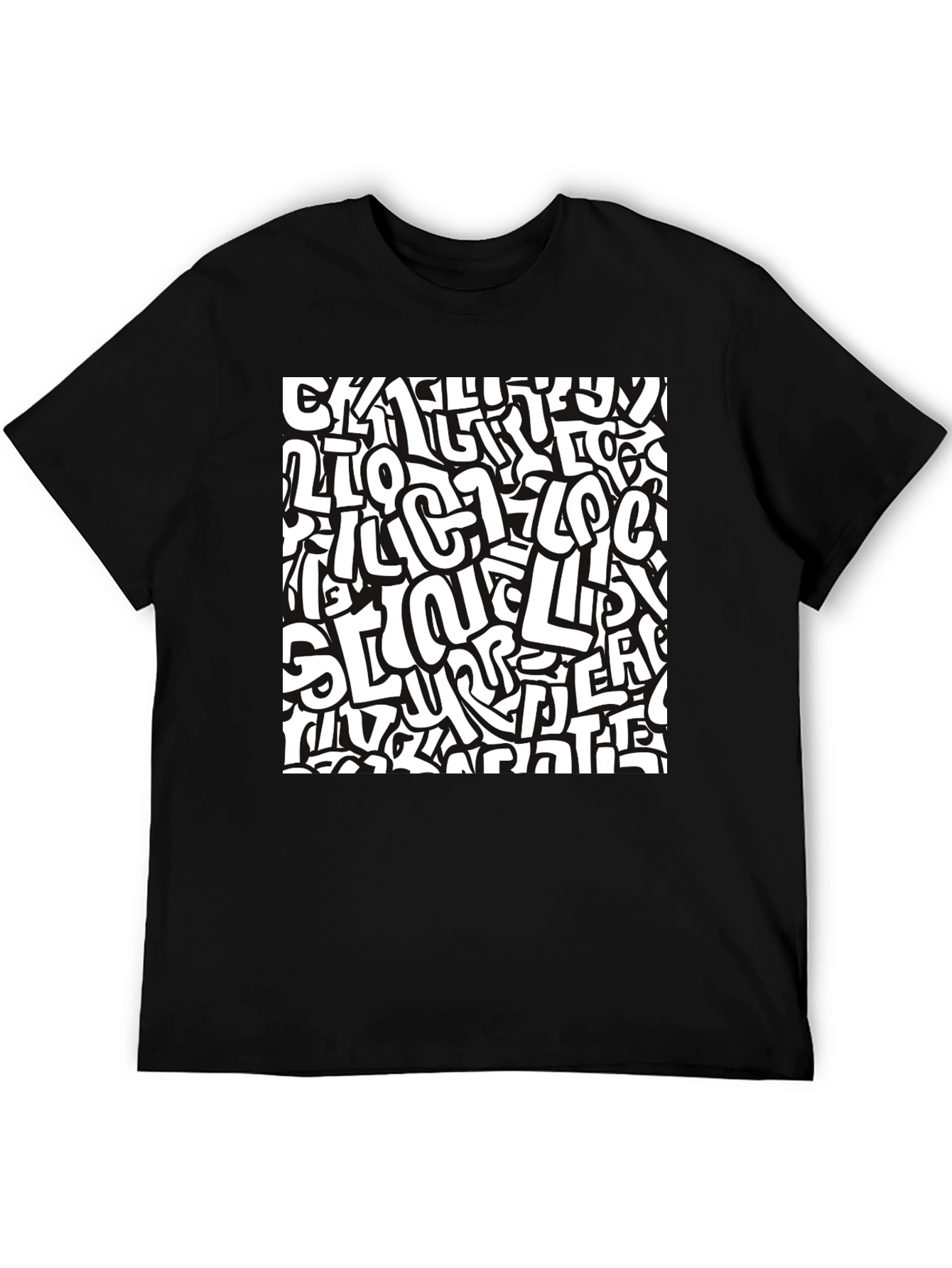 Abstract Graffiti Print Black T-Shirt