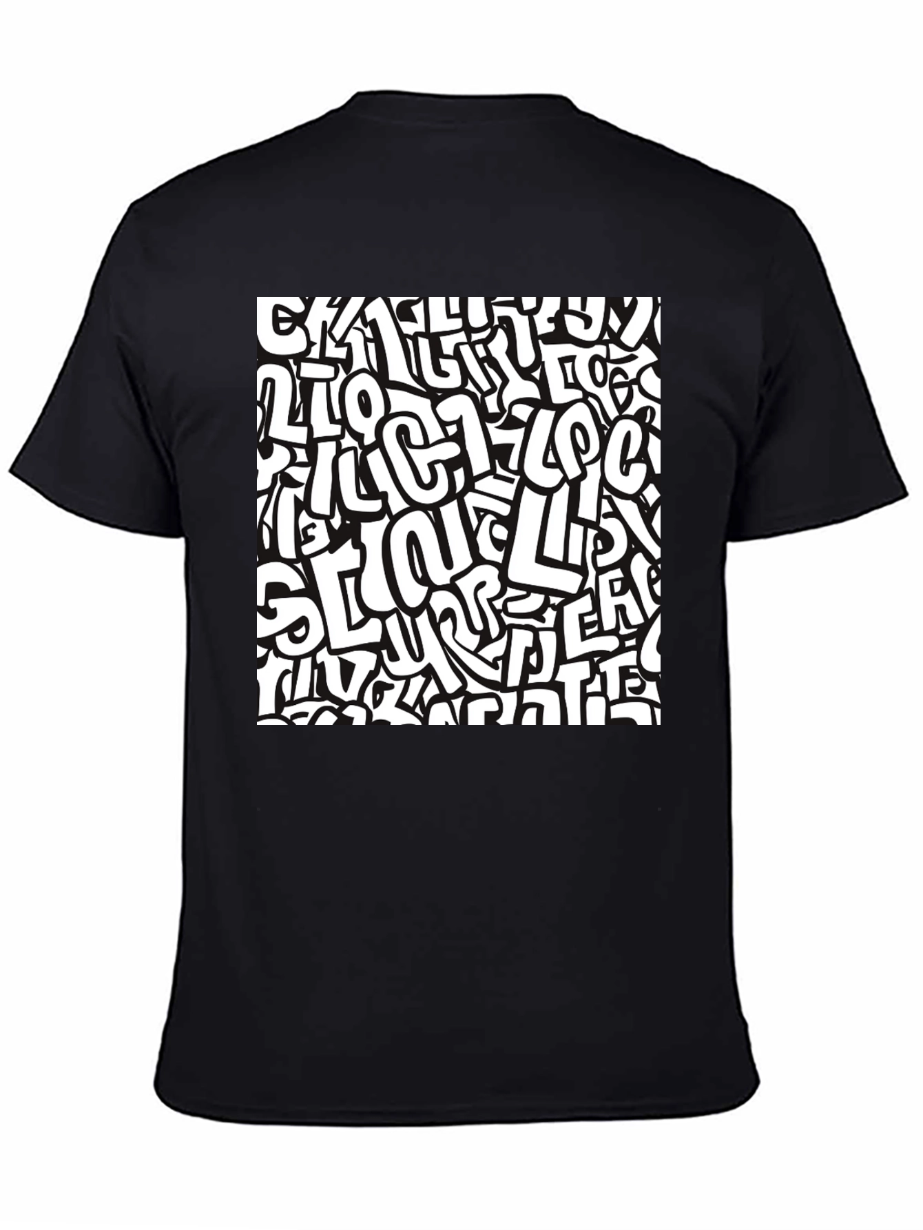Abstract Graffiti Print Black T-Shirt