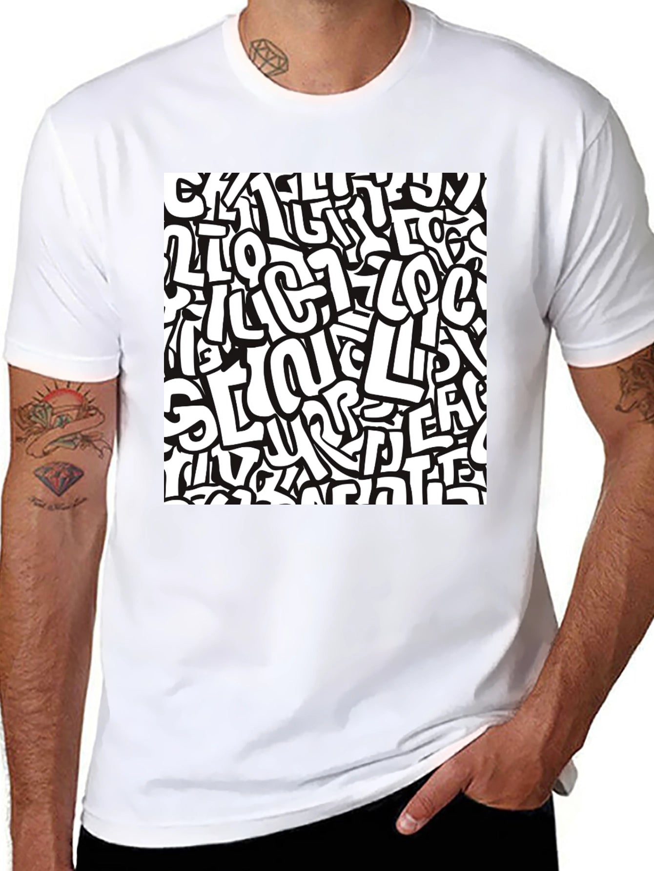 Abstract Graffiti Print Black T-Shirt