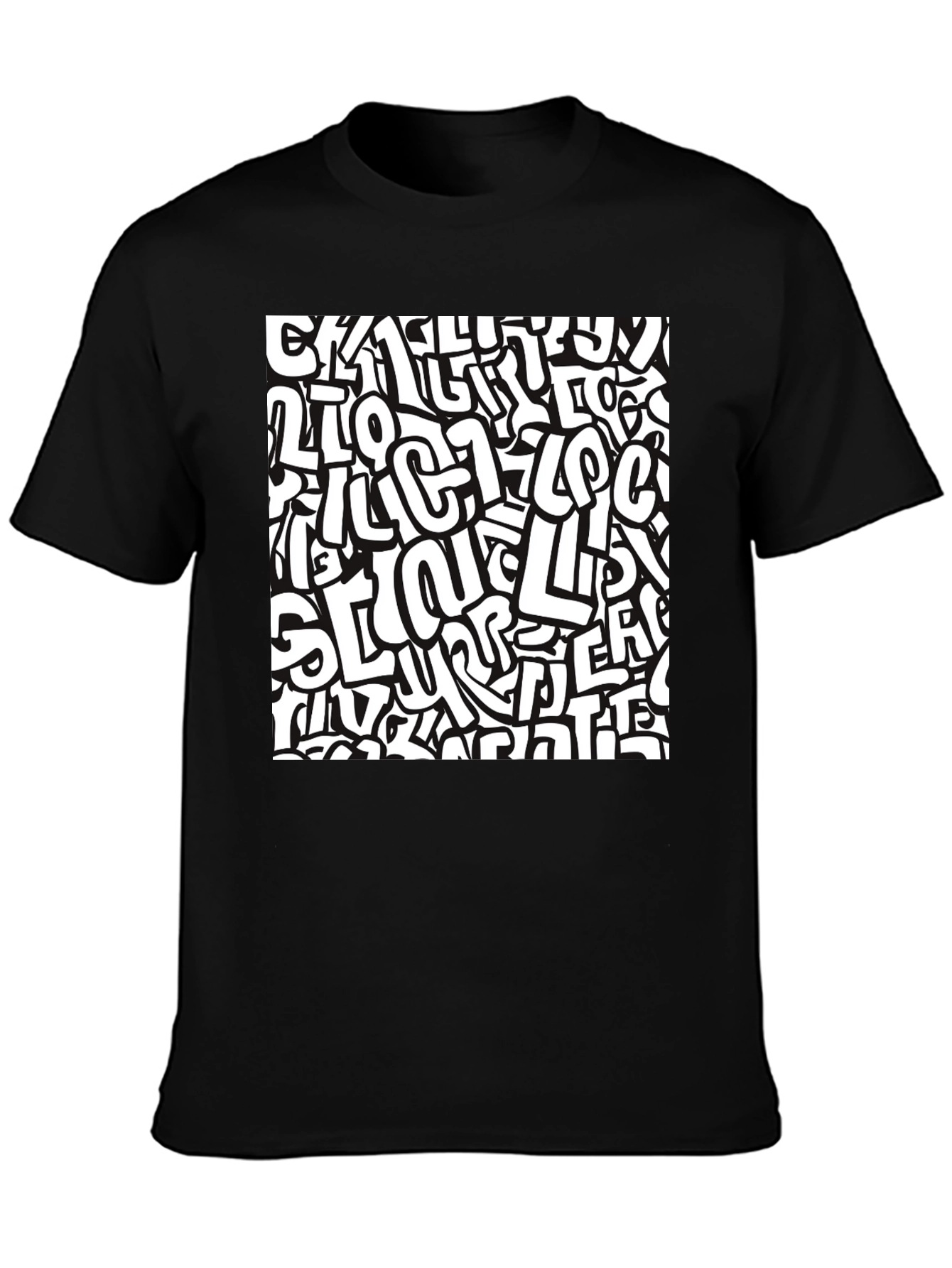 Abstract Graffiti Print Black T-Shirt