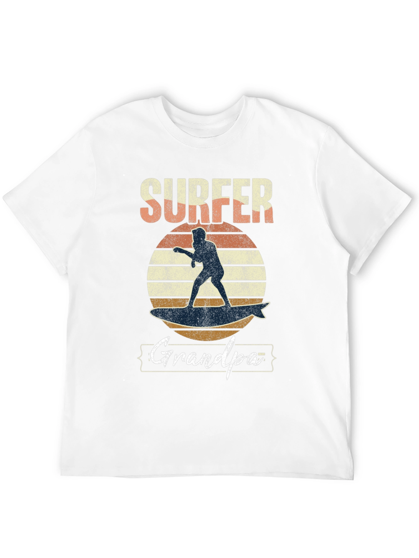 Surfer Grandpa Graphic Tee - Black Cotton T-Shirt