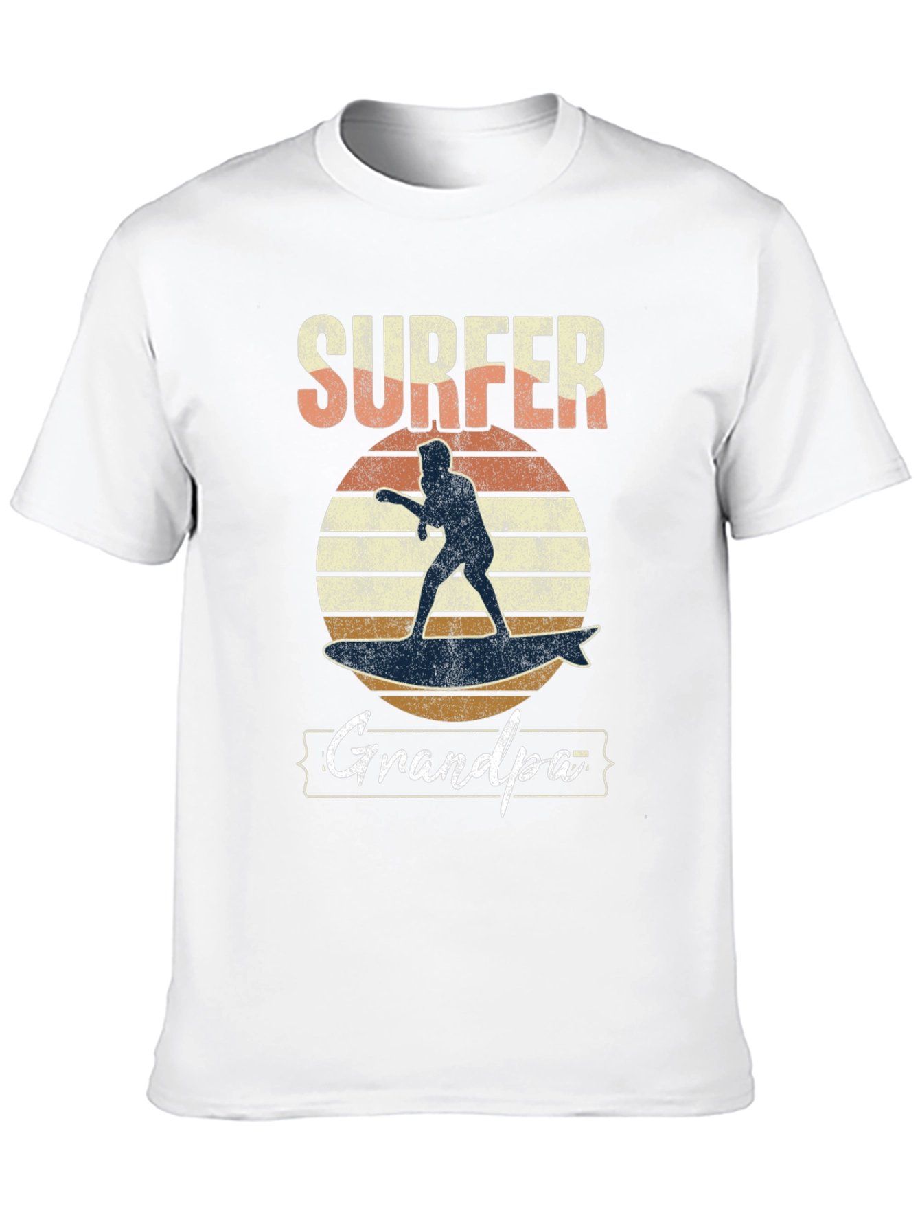 Surfer Grandpa Graphic Tee - Black Cotton T-Shirt