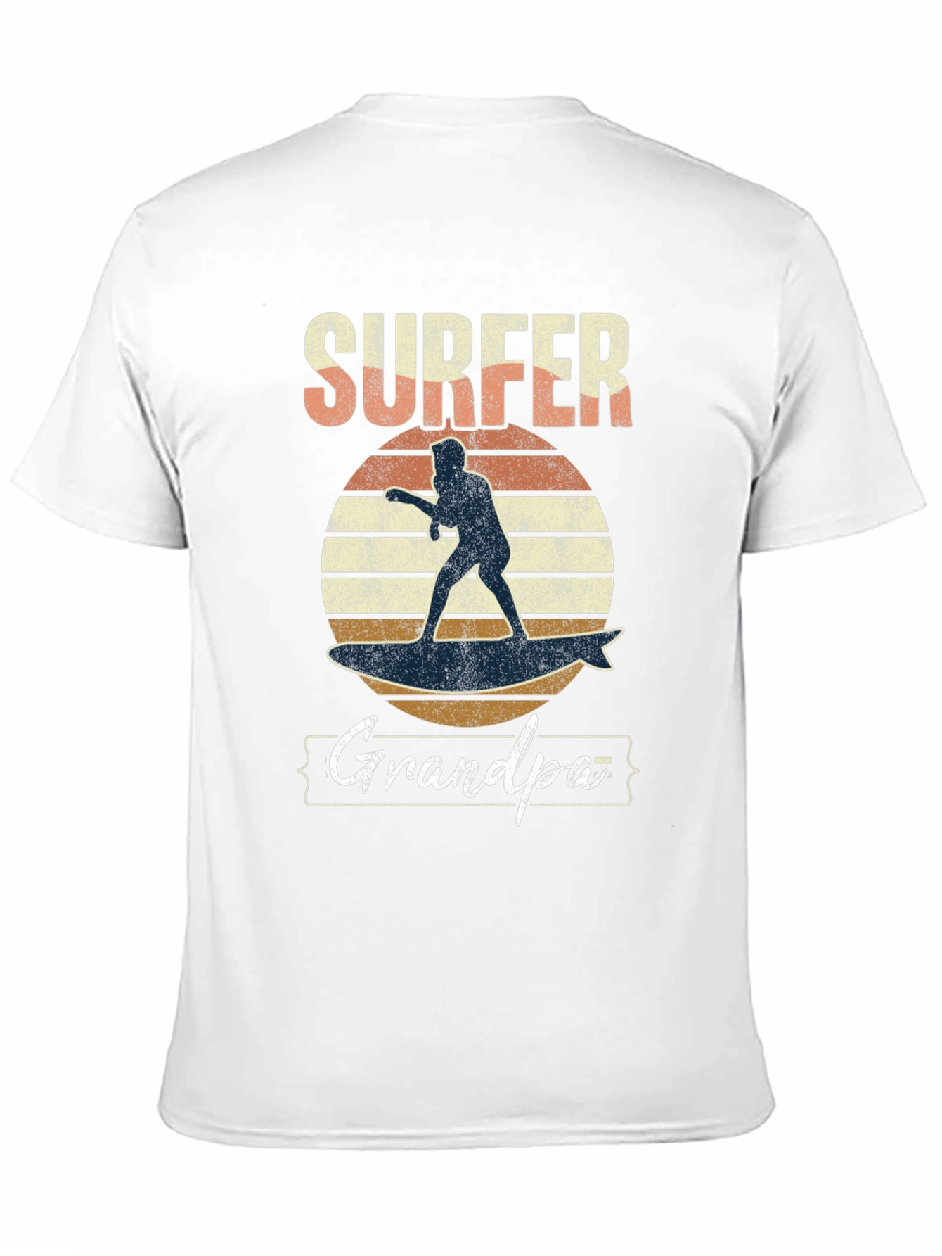 Surfer Grandpa Graphic Tee - Black Cotton T-Shirt