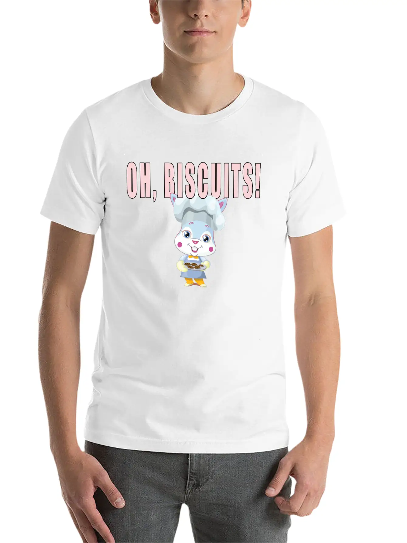 Oh Biscuits - Easter Bunny, Cute, Fluffy Bunny Unisex Casual T-Shirt – Clean Design For Daily Comfort