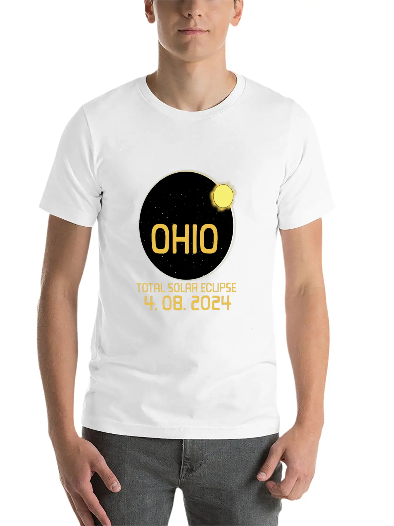 Ohio Totality Total Solar Eclipse April 8 2024 Modern Fit Casual T-Shirt – Clean And Versatile Design