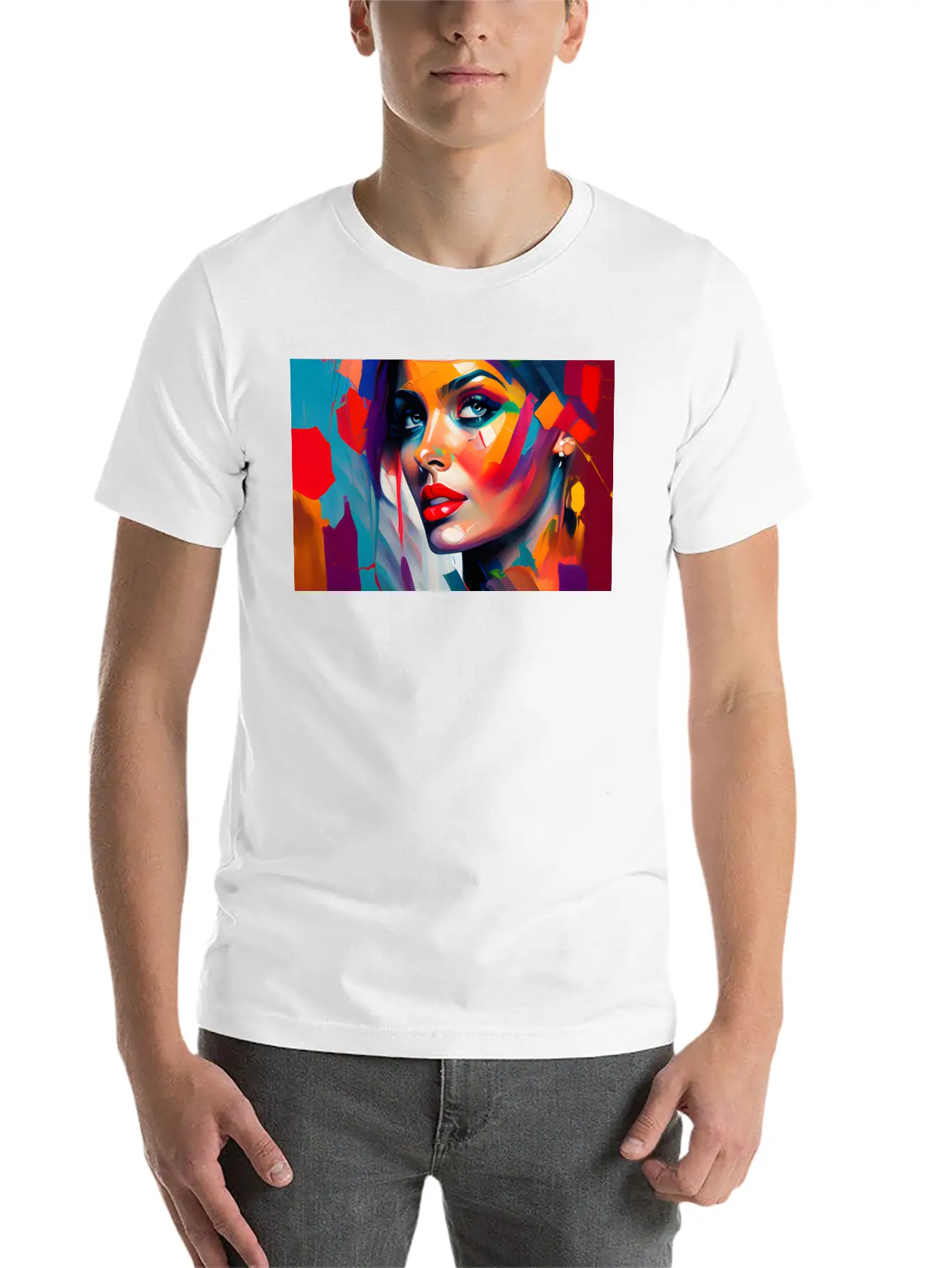 Oil Painting Beautiful Girl Essential Cotton Tee For Daily Outfits – Unisex Style