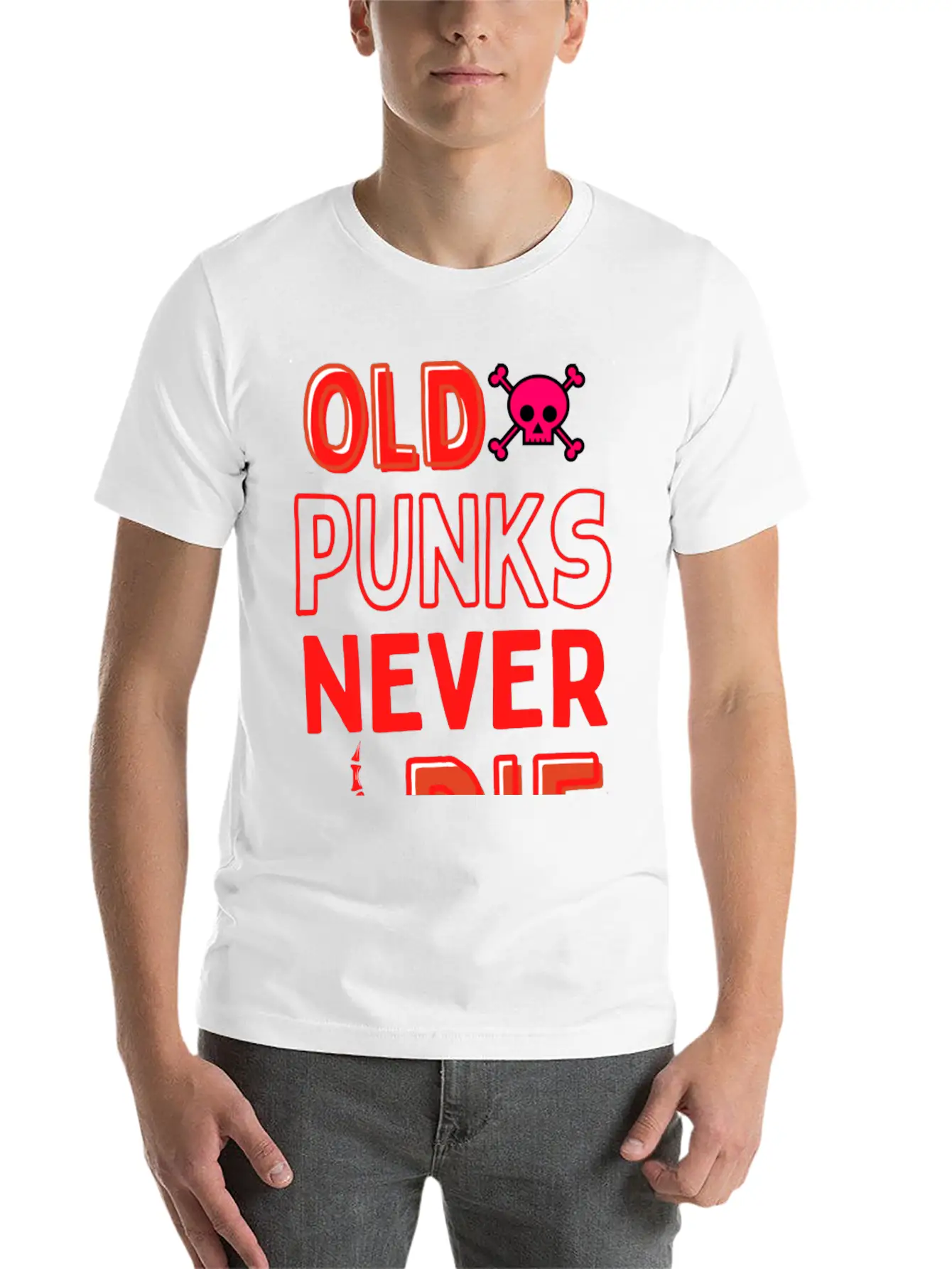 Old Punk Never Die Lightweight Cotton T-Shirt – Daily Comfort Graphic Shirt