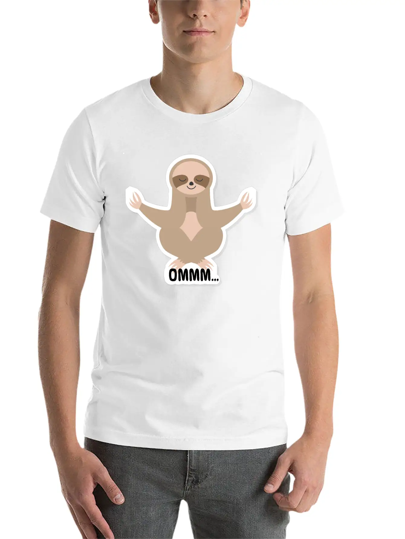 Ommm Sloth Meditating Lightweight Cotton T-Shirt – Daily Comfort Graphic Shirt