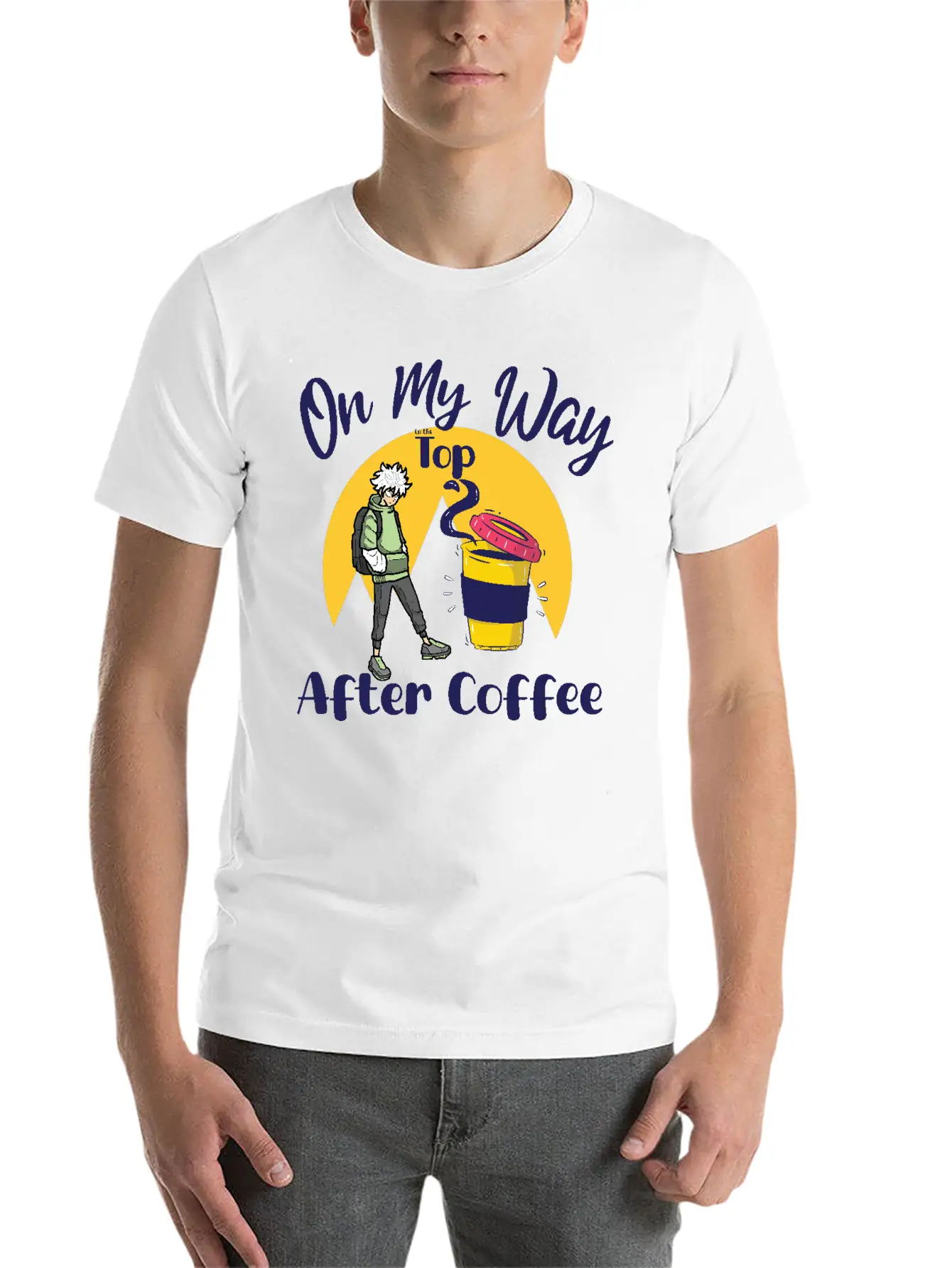 On My Way To The Top Anime Coffee Vibes Tee Soft Cotton Short Sleeve Tee – Unisex Wardrobe Staple