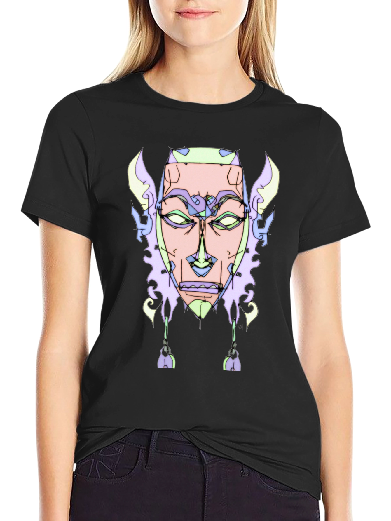 Abstract Face Graphic Tee - Unique Design