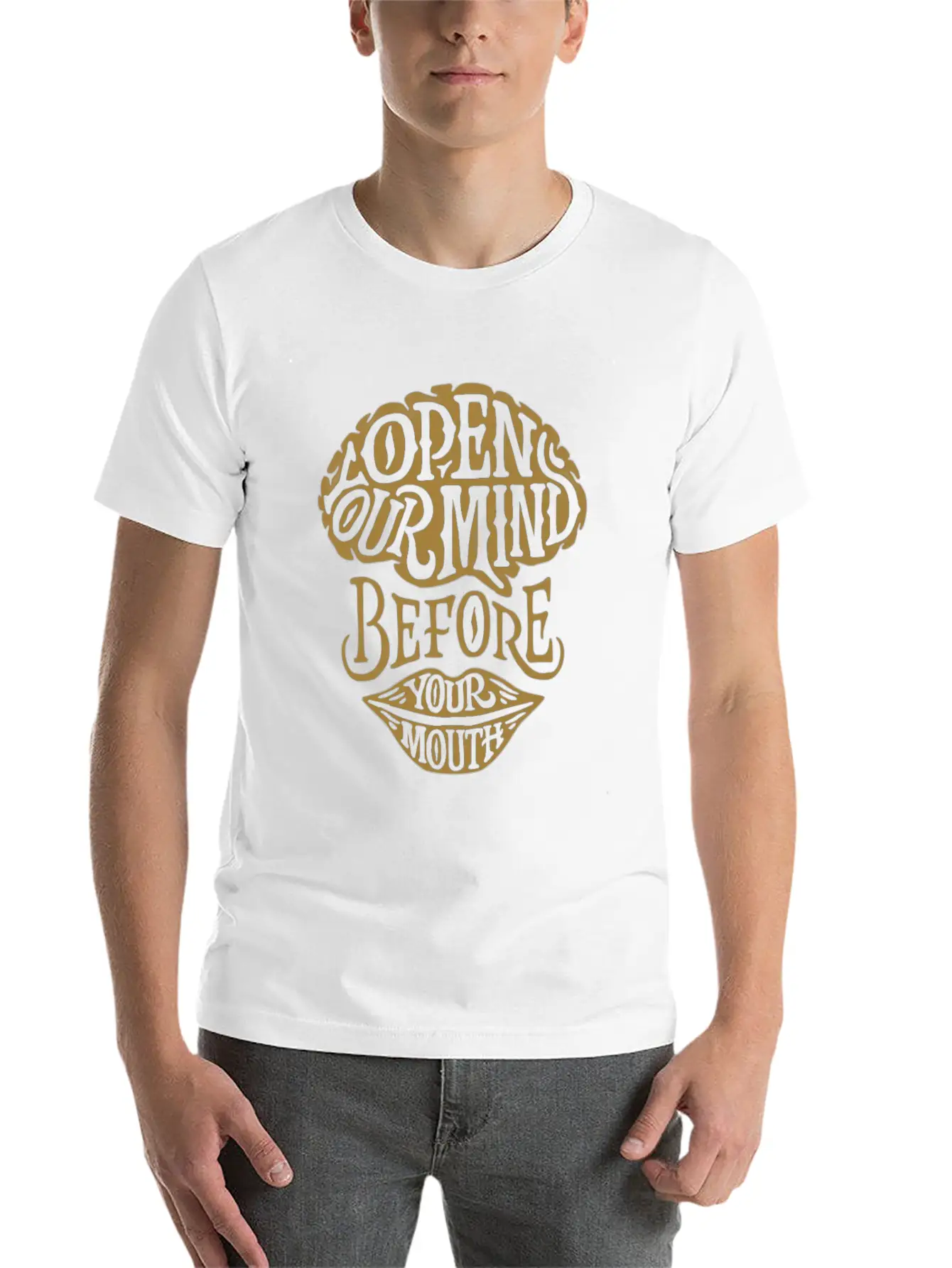 Open Your Mind Before Your Mouth Basic Graphic T-Shirt – Daily Comfort In Soft Cotton