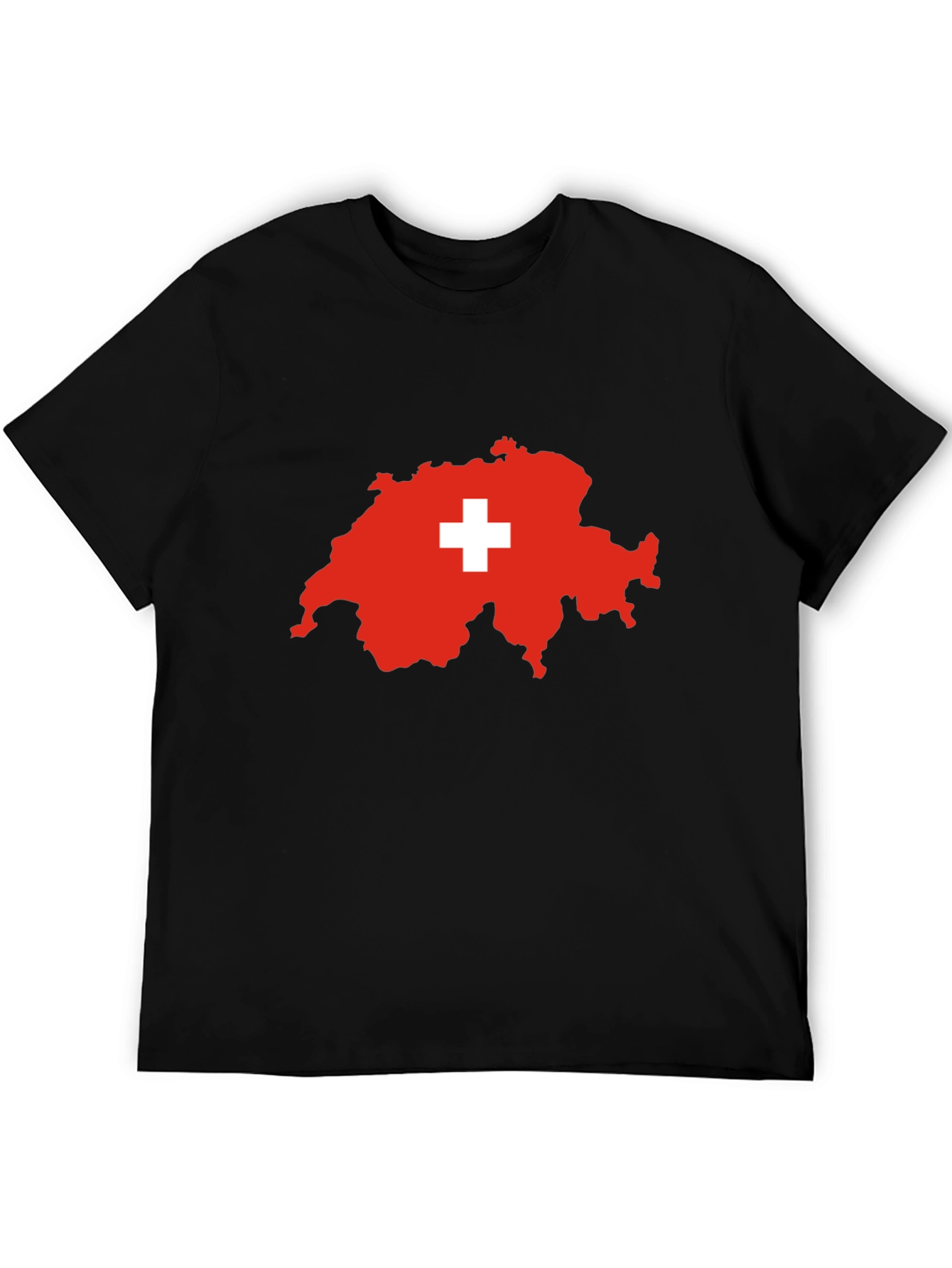 Switzerland Map Flag T-Shirt - Black