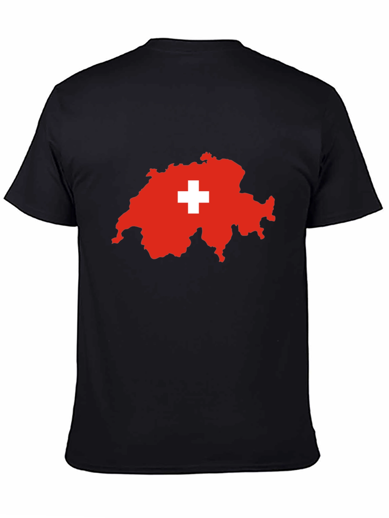 Switzerland Map Flag T-Shirt - Black
