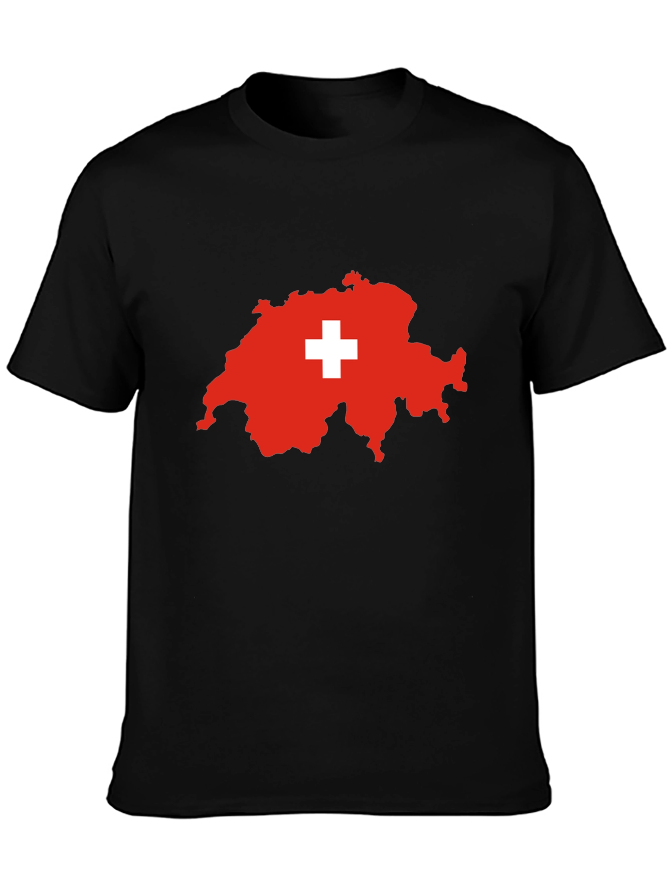 Switzerland Map Flag T-Shirt - Black