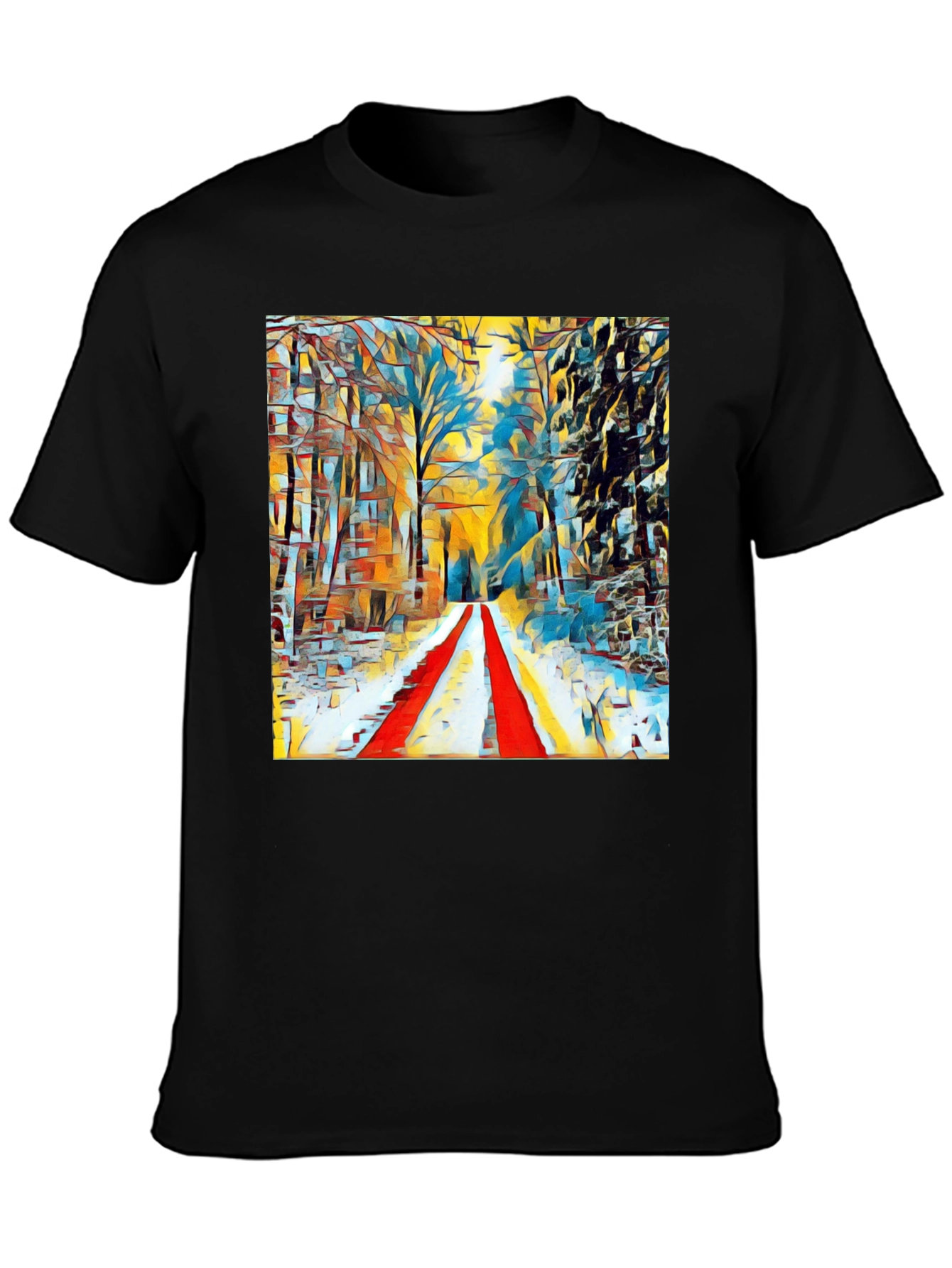 Abstract Winter Path T-Shirt - Artistic Graphic Tee