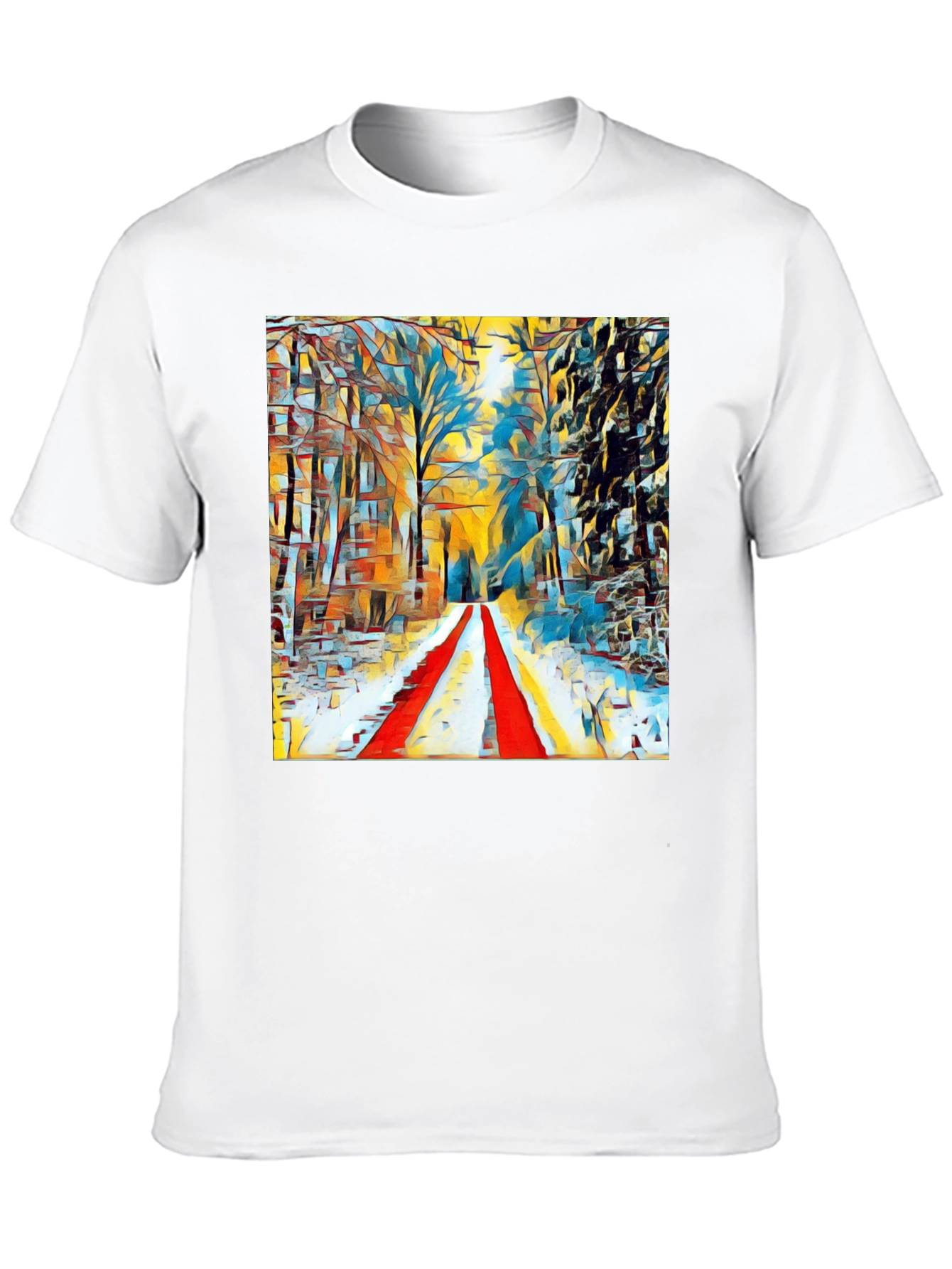 Abstract Winter Path T-Shirt - Artistic Graphic Tee