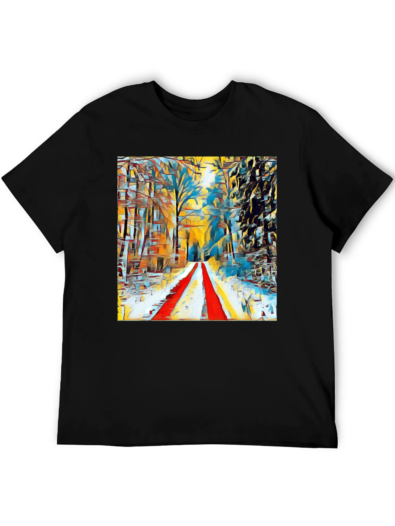 Abstract Winter Path T-Shirt - Artistic Graphic Tee