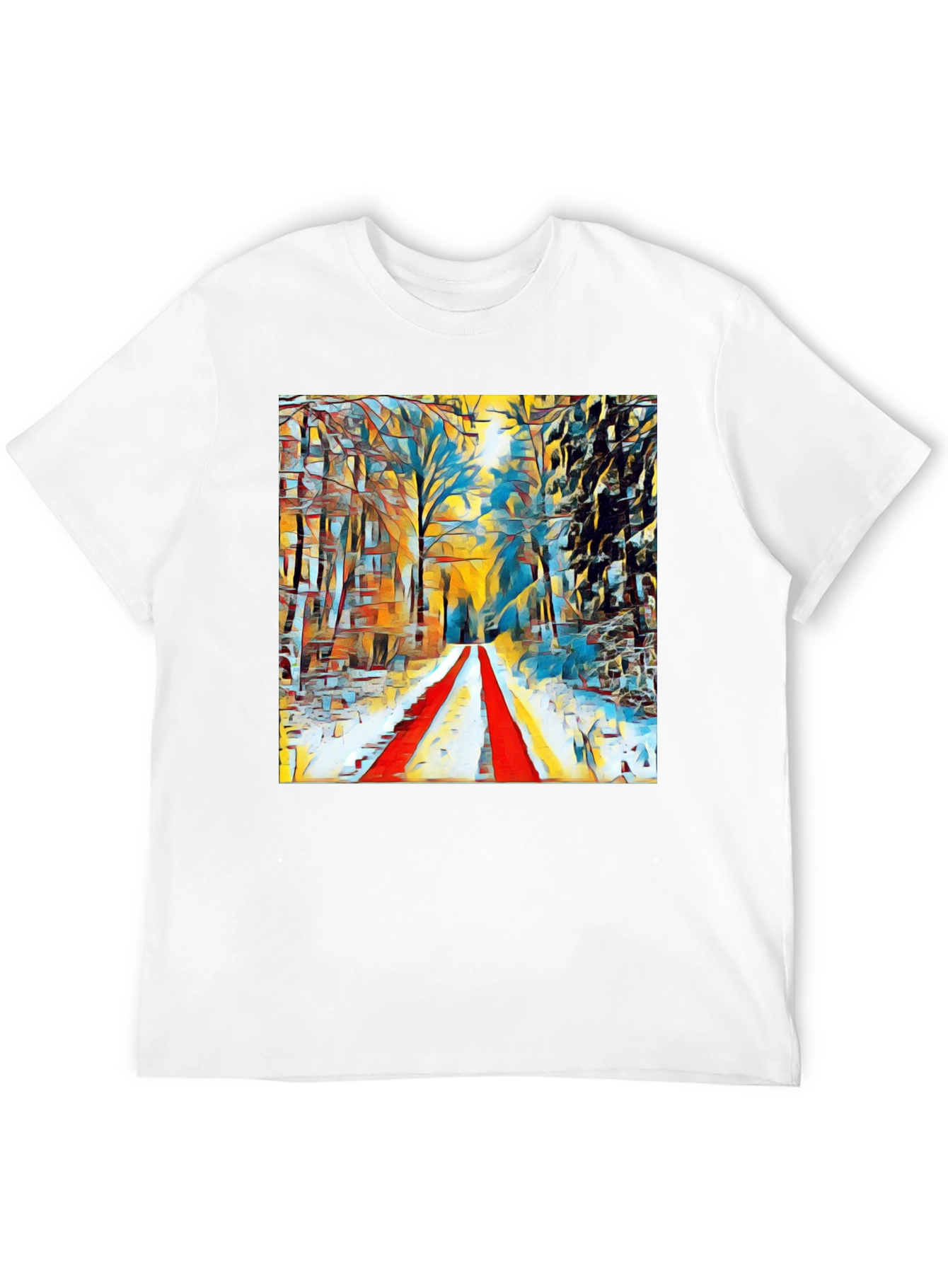 Abstract Winter Path T-Shirt - Artistic Graphic Tee