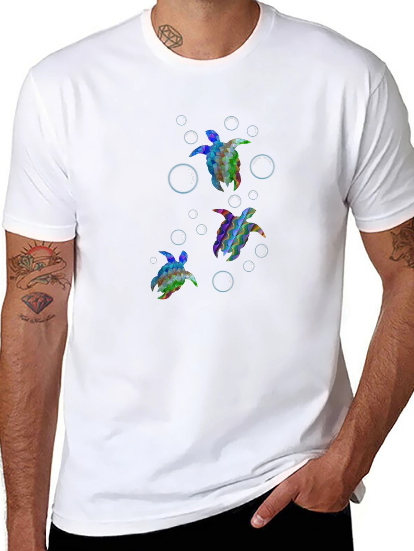 Turtle Graphic Tee - Black Cotton T-Shirt