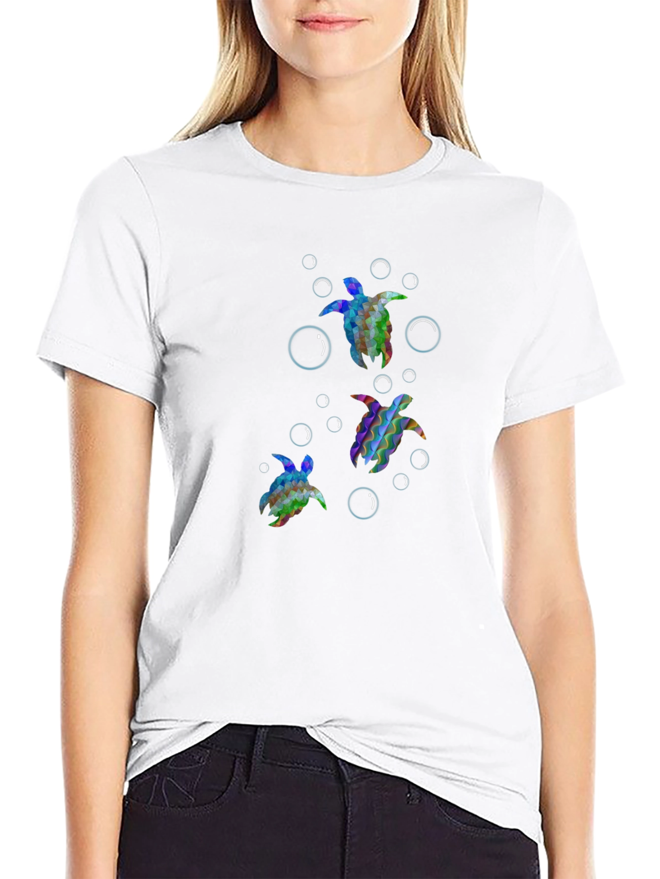 Turtle Graphic Tee - Black Cotton T-Shirt