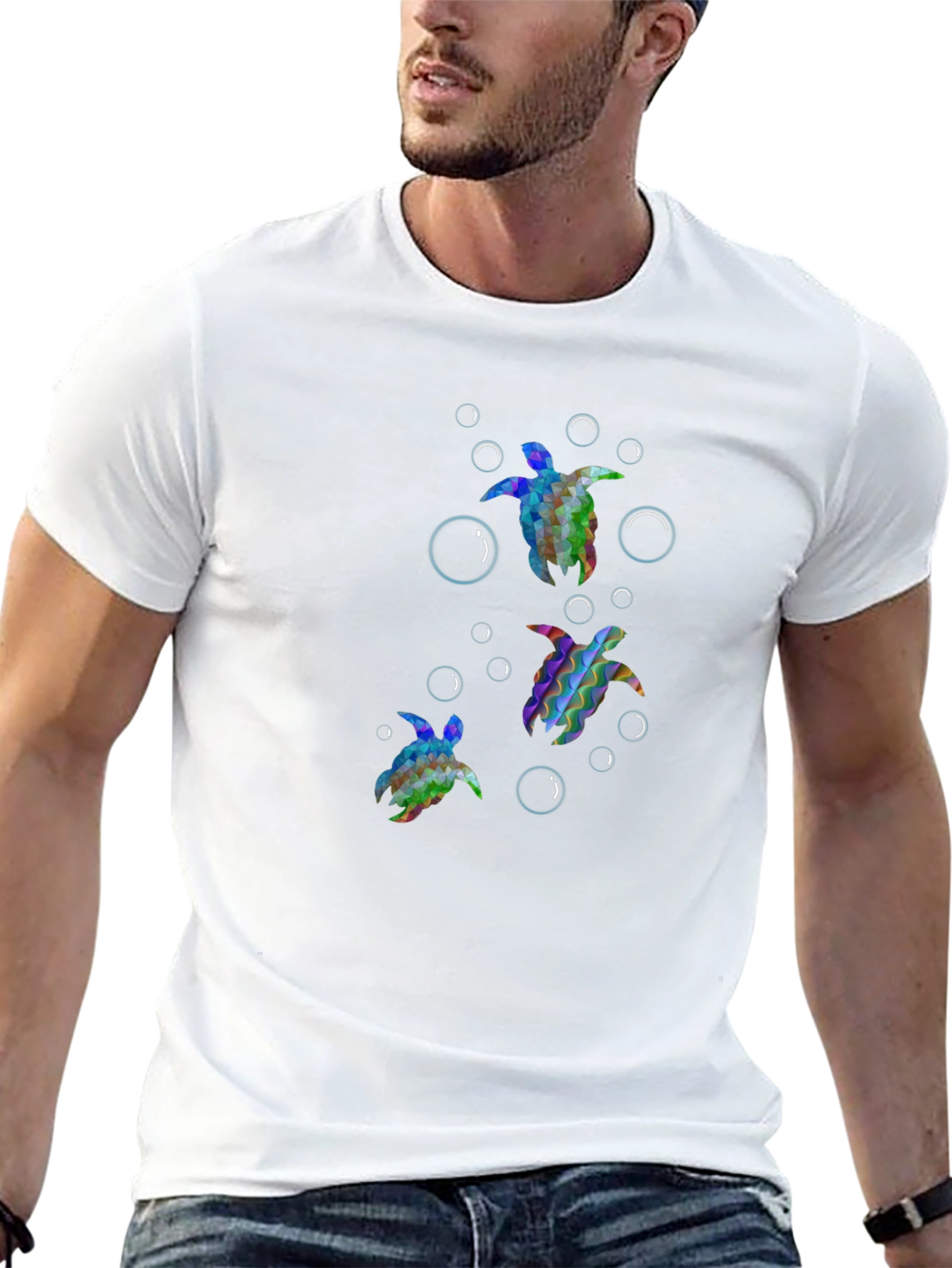 Turtle Graphic Tee - Black Cotton T-Shirt