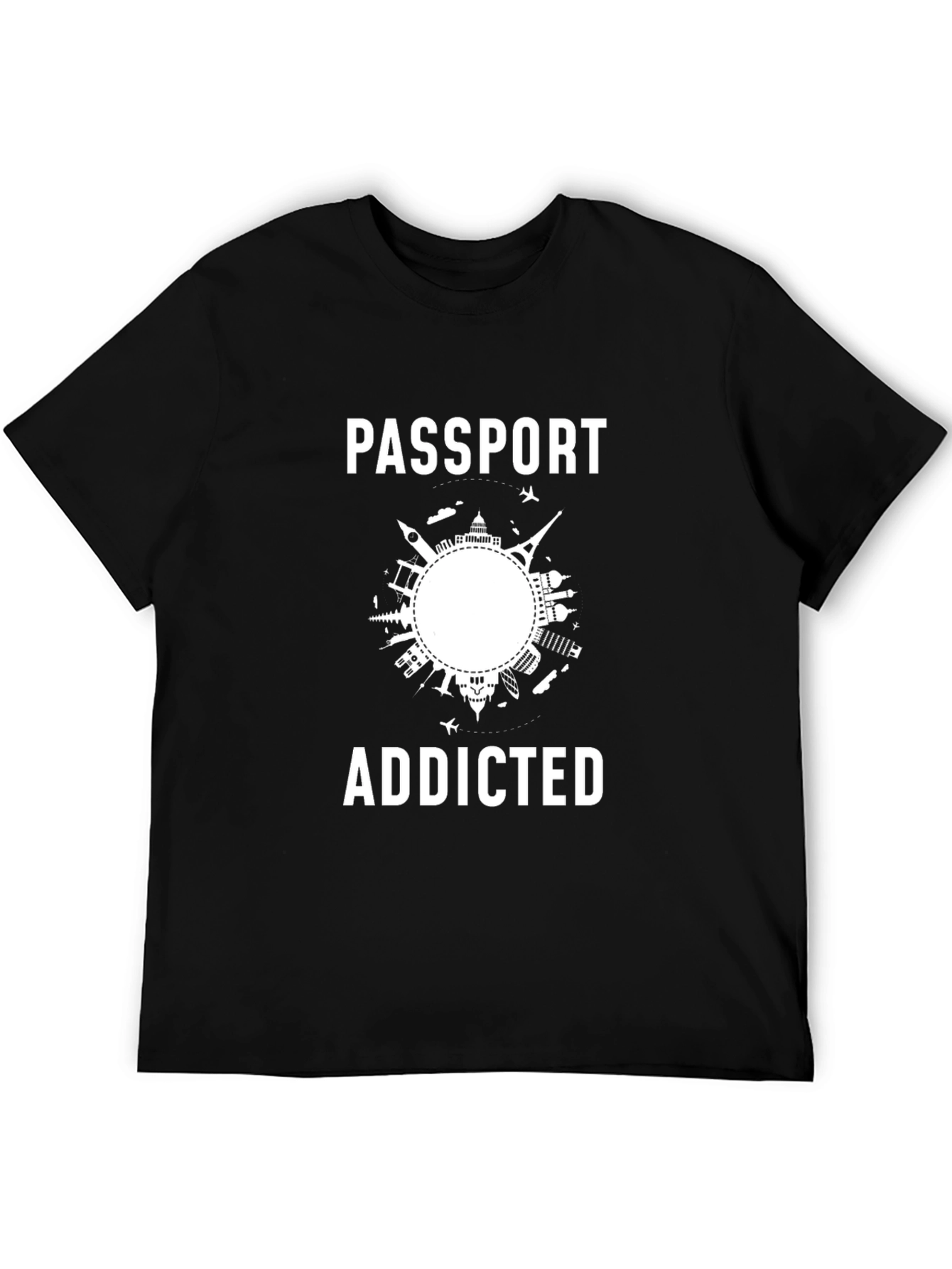 Passport Addicted Black Graphic T-Shirt