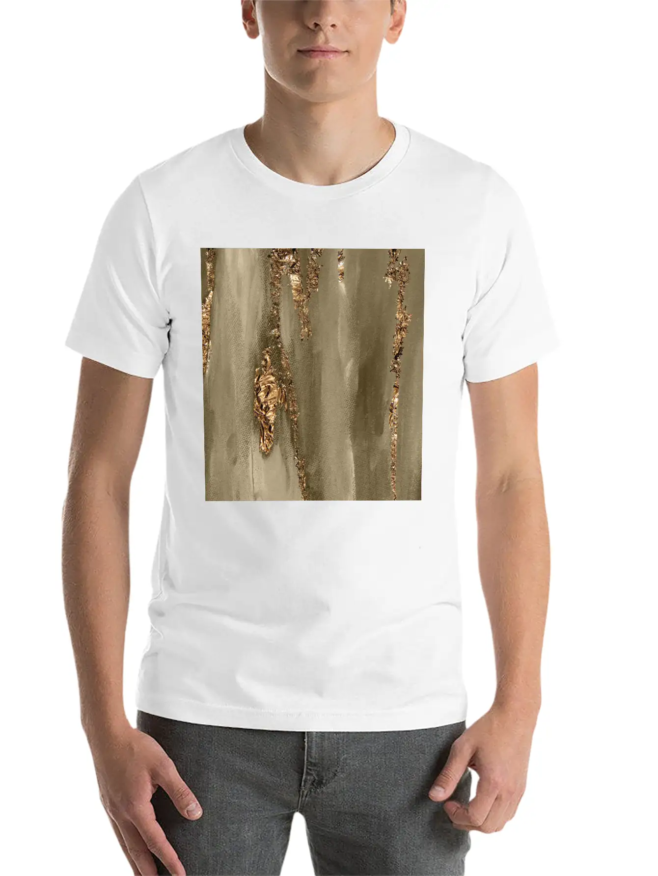 Paint Brushstrokes Gold Foil Classic Fit Graphic Tee For Daily Comfort – Unisex Cotton Shirt