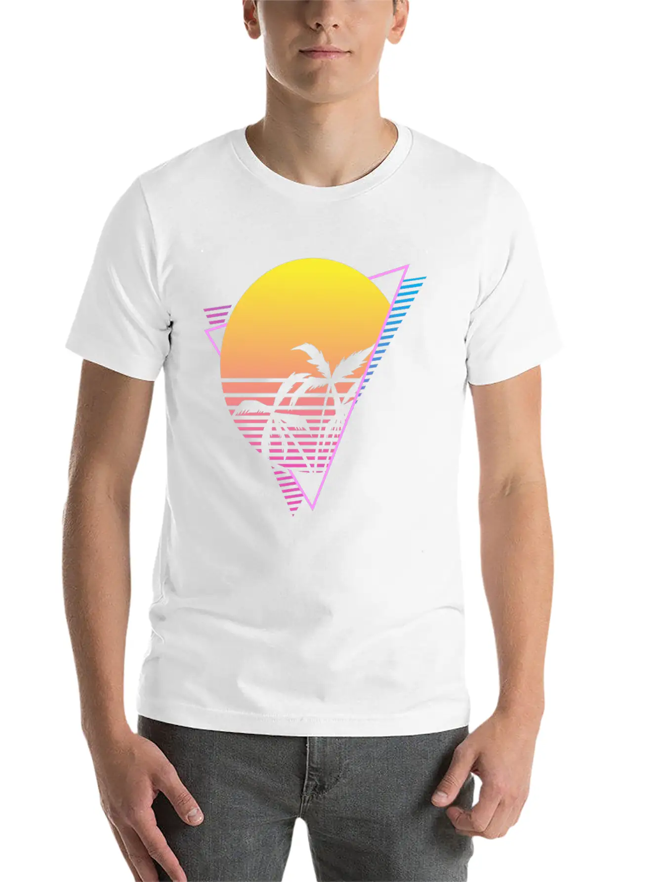 Palm Tree Sunset Synthwave Lightweight Cotton T-Shirt – Daily Comfort Graphic Shirt