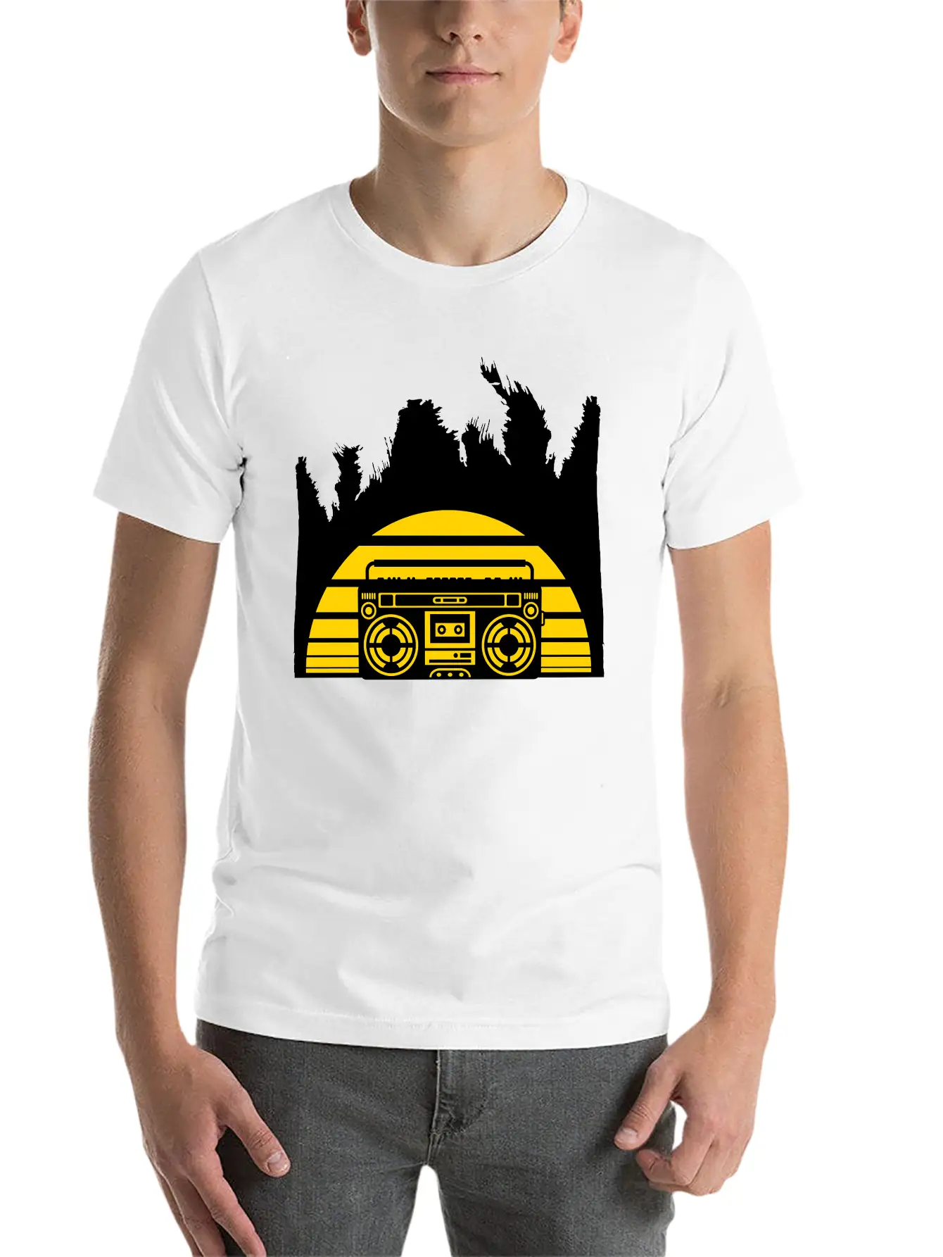 Palmen Urlaub Ghettoblaster Sonne Strand Meer Feri Lightweight Cotton T-Shirt – Daily Comfort Graphic Shirt