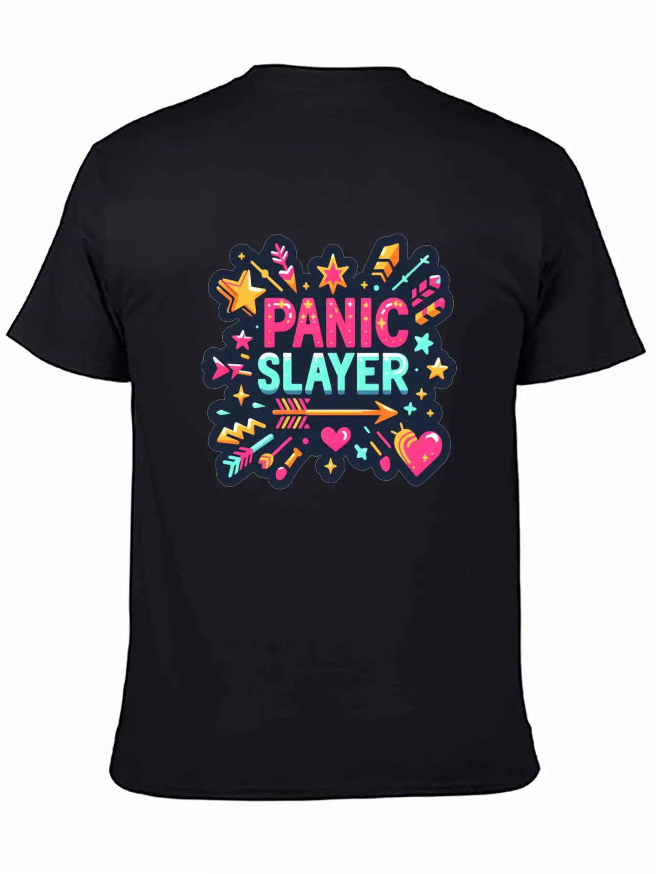 "Panic Slayer - Empowering Sticker Modern Fit Casual T-Shirt – Clean And Versatile Design
