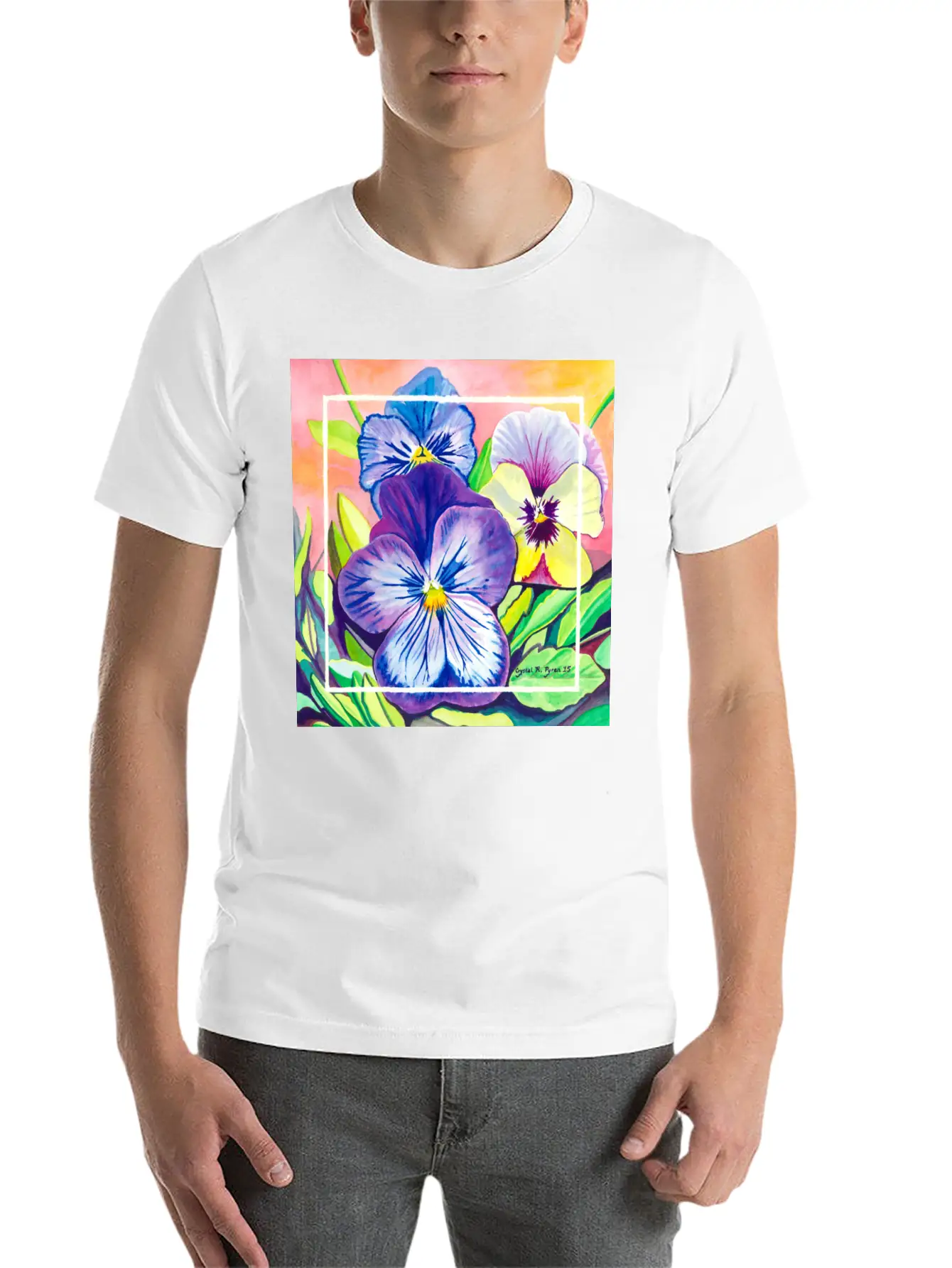 Pansies Watercolor Unisex Casual T-Shirt – Clean Design For Daily Comfort