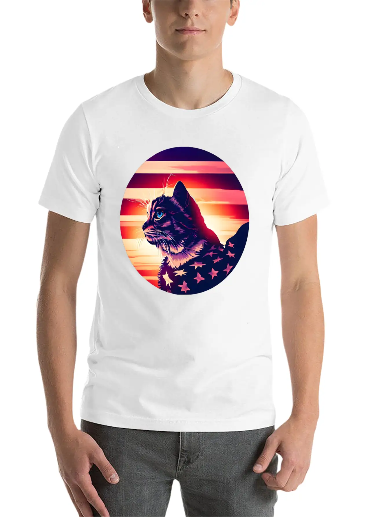 Patriotic Cat 4th Of July Outfit Unisex Casual T-Shirt – Clean Design For Daily Comfort