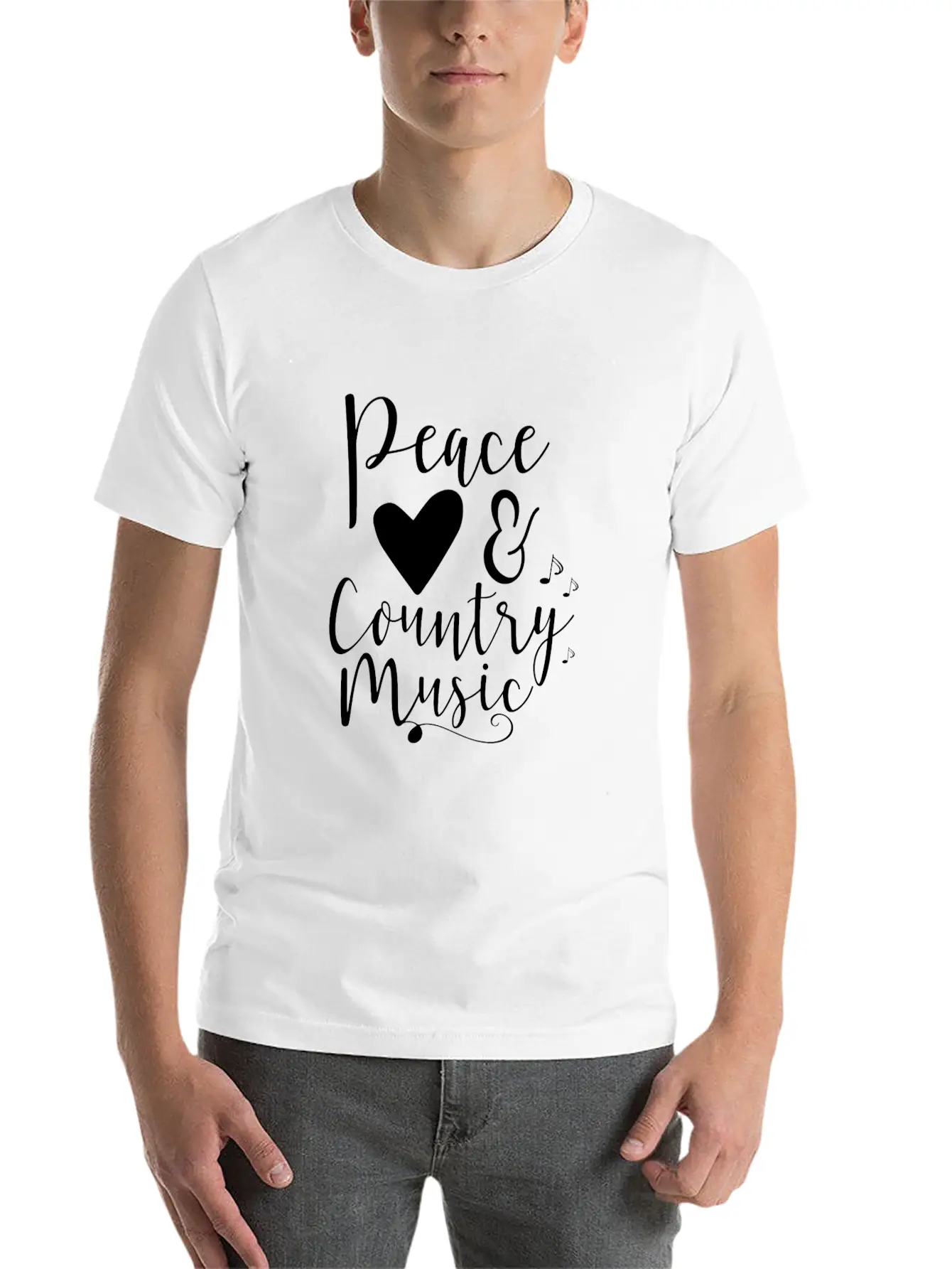 Peace Love And Country Music Unisex Casual T-Shirt – Clean Design For Daily Comfort
