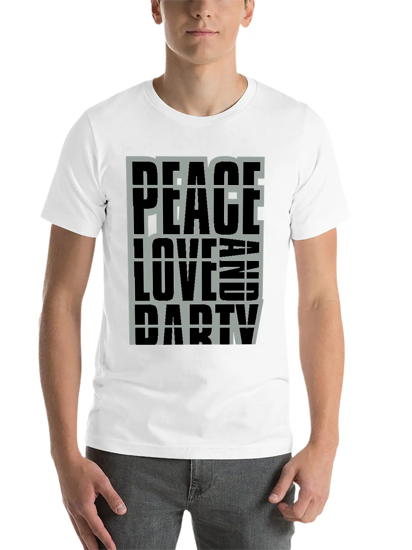 Peace Love And Party Logo Concert Crew Friends Say Soft Cotton Short Sleeve Tee – Unisex Wardrobe Staple
