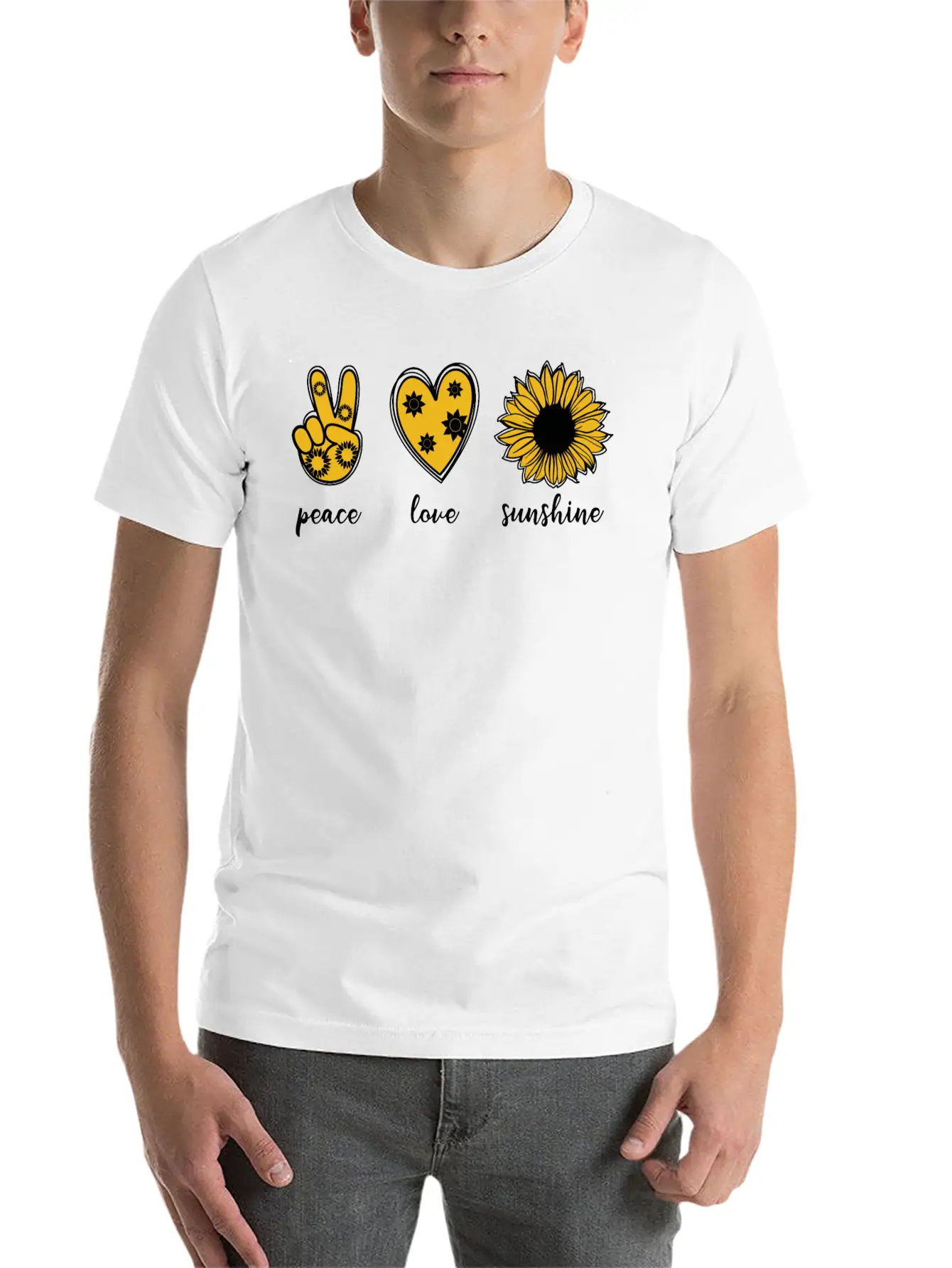 Peace Love Sunflower Unisex Casual T-Shirt – Clean Design For Daily Comfort