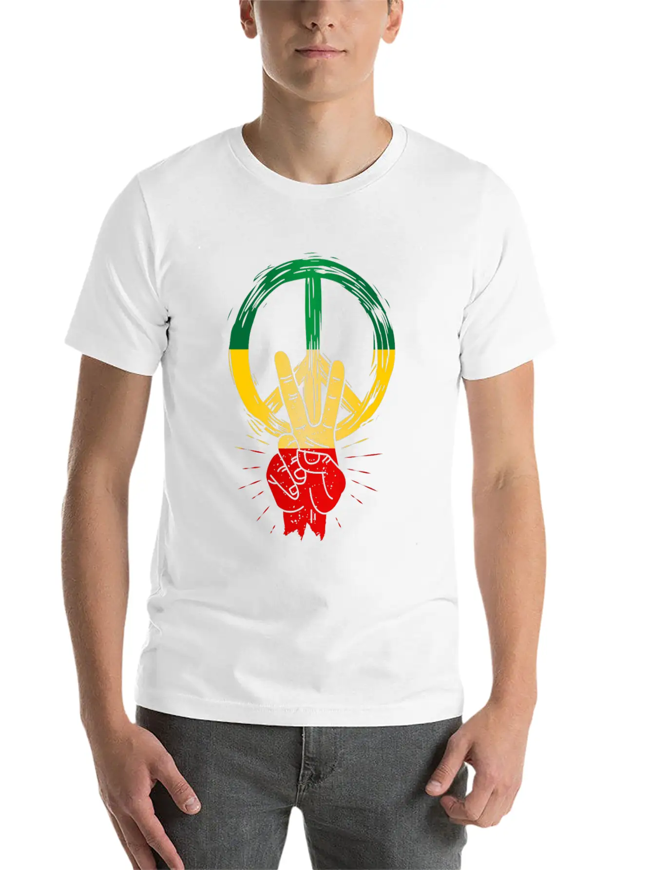 Peace Reggae Love Jamaica Rasta Music Lightweight Cotton T-Shirt – Daily Comfort Graphic Shirt