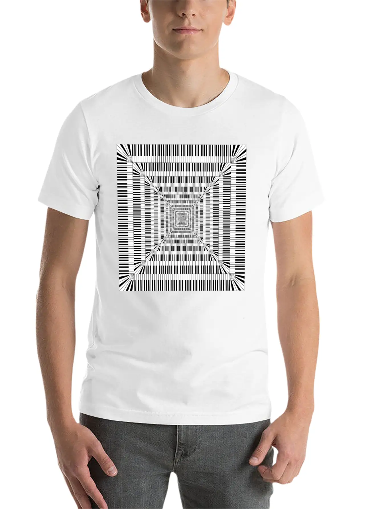 Piano Keys Square Vortex Comfortable Minimalist Graphic Tee – Summer Style Essential