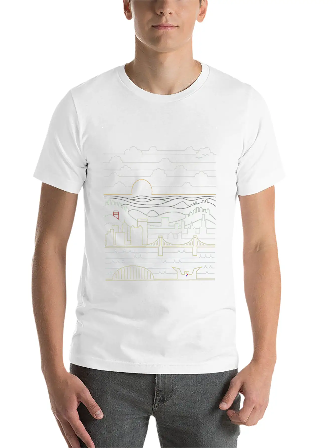 Pittsburgh Skyline Bridge Essential Cotton Tee For Daily Outfits – Unisex Style