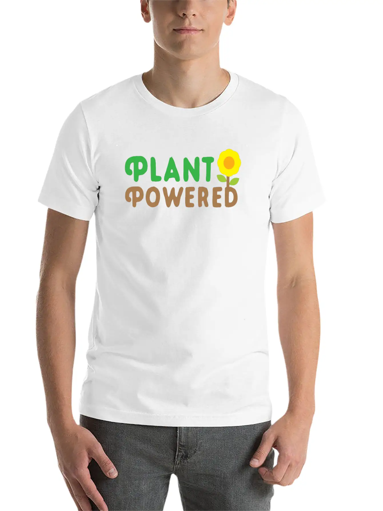 Plant Powered With Sunflower Basic Graphic T-Shirt – Daily Comfort In Soft Cotton